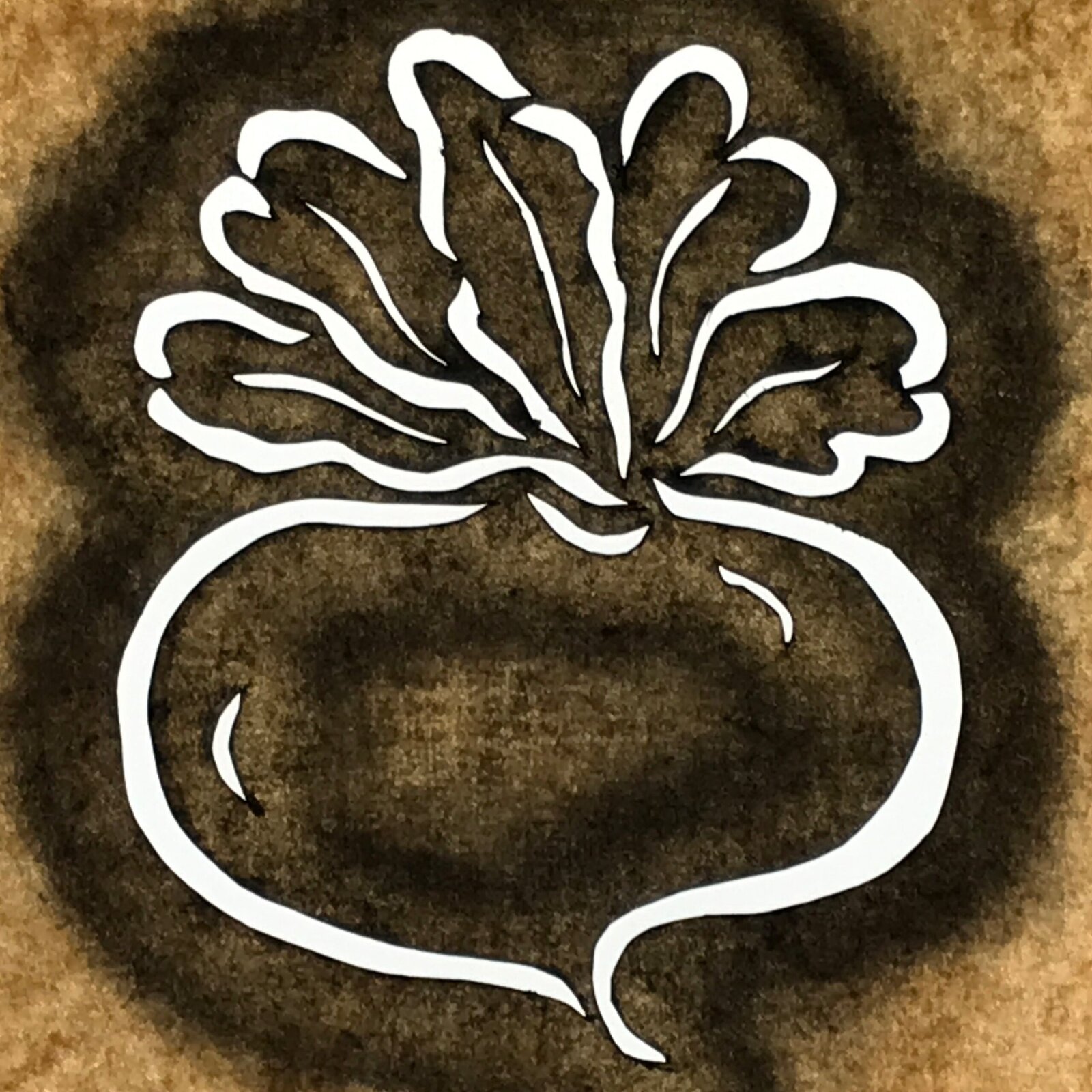 Japanese Katagami Paper Kimono Stencil Vtg Katazome Turnip Kabu Vegetable A887