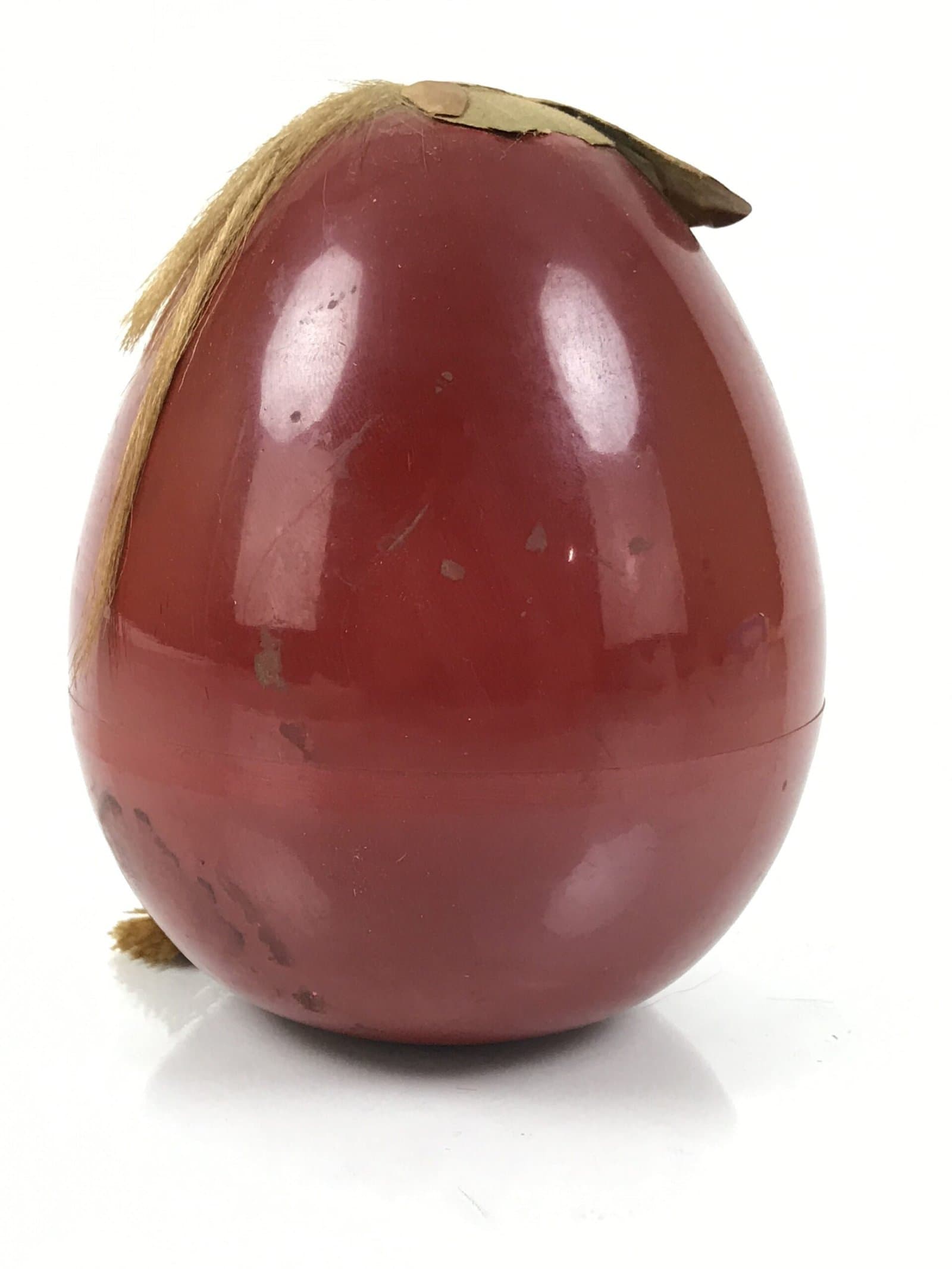 Japanese Kokeshi Doll Vtg Figurine Red Container Hime Daruma Gold Tassel KF795