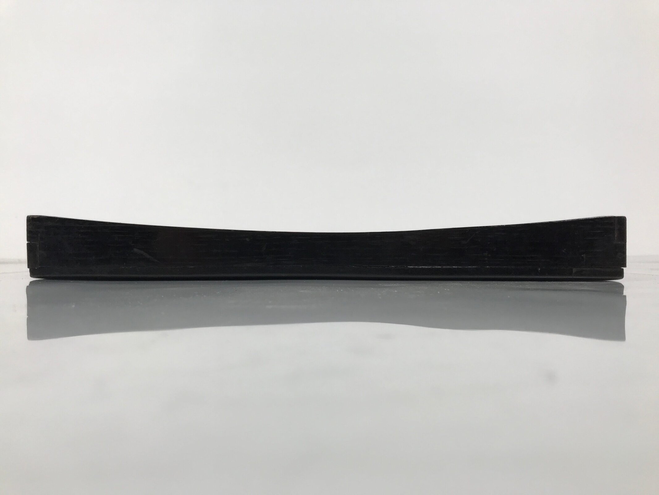 Japanese Lacquered Wood Serving Tray Obon Vtg Square Curved Red Edge Black L570