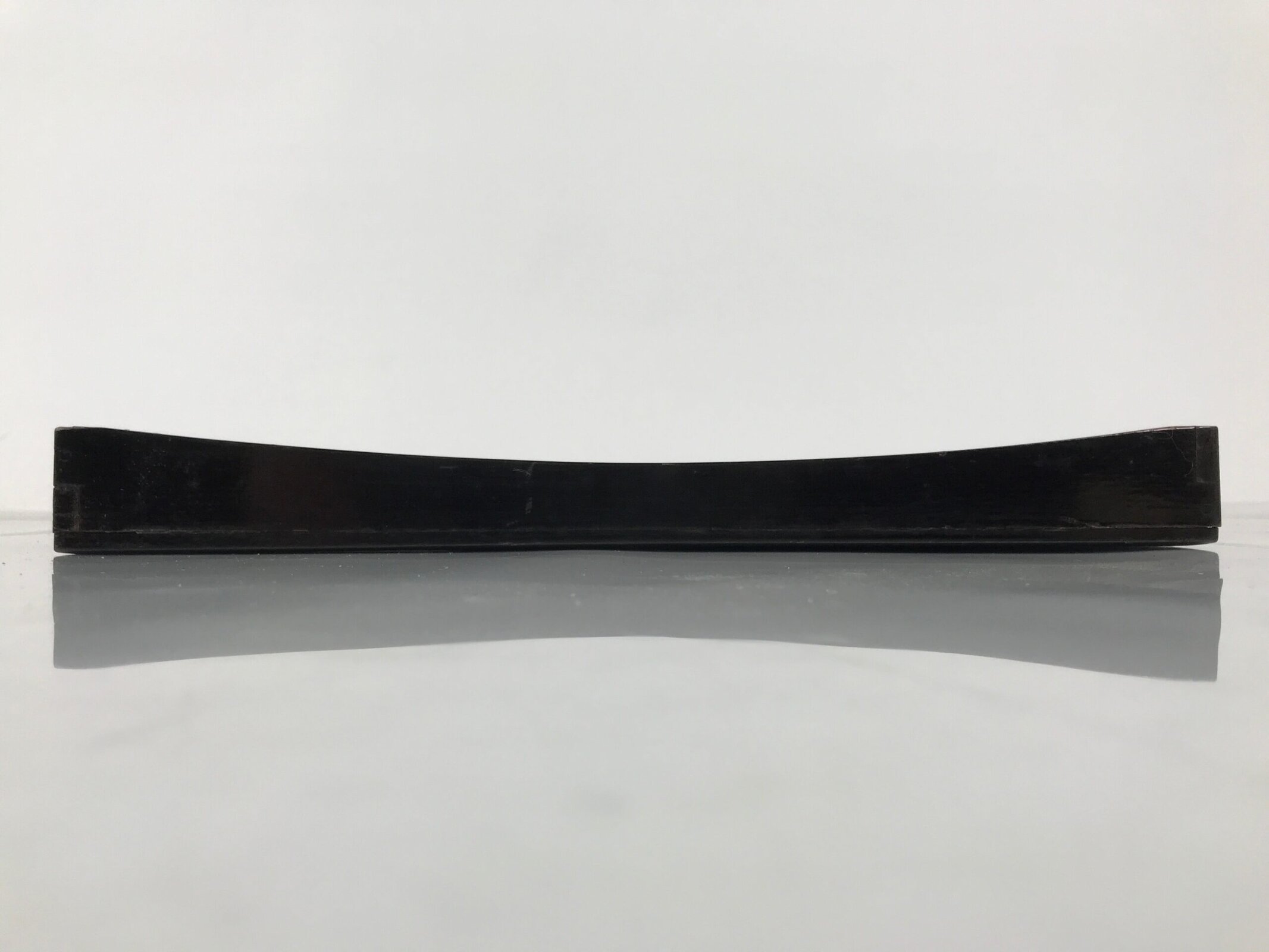 Japanese Lacquered Wood Serving Tray Obon Vtg Square Curved Red Edge Black L571