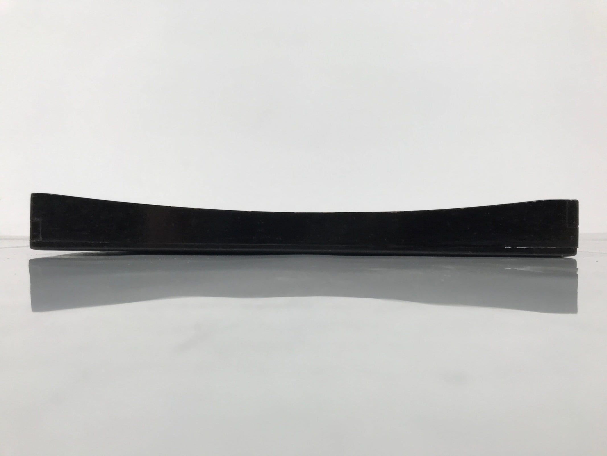 Japanese Lacquered Wood Serving Tray Obon Vtg Square Curved Red Edge Black L575