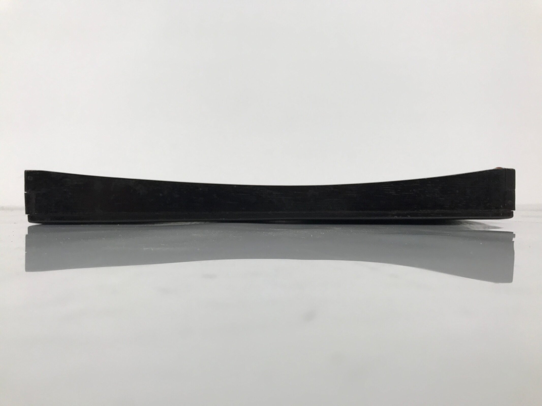 Japanese Lacquered Wood Serving Tray Obon Vtg Square Curved Red Edge Black L576