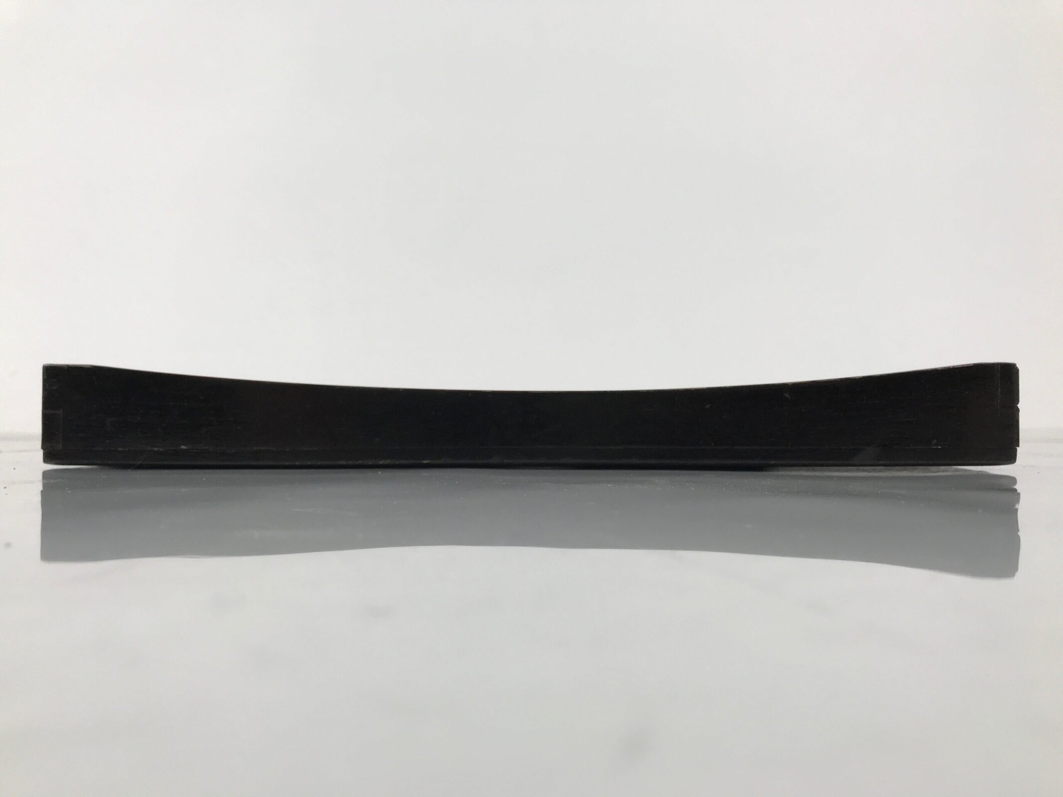 Japanese Lacquered Wood Serving Tray Obon Vtg Square Curved Red Edge Black L579