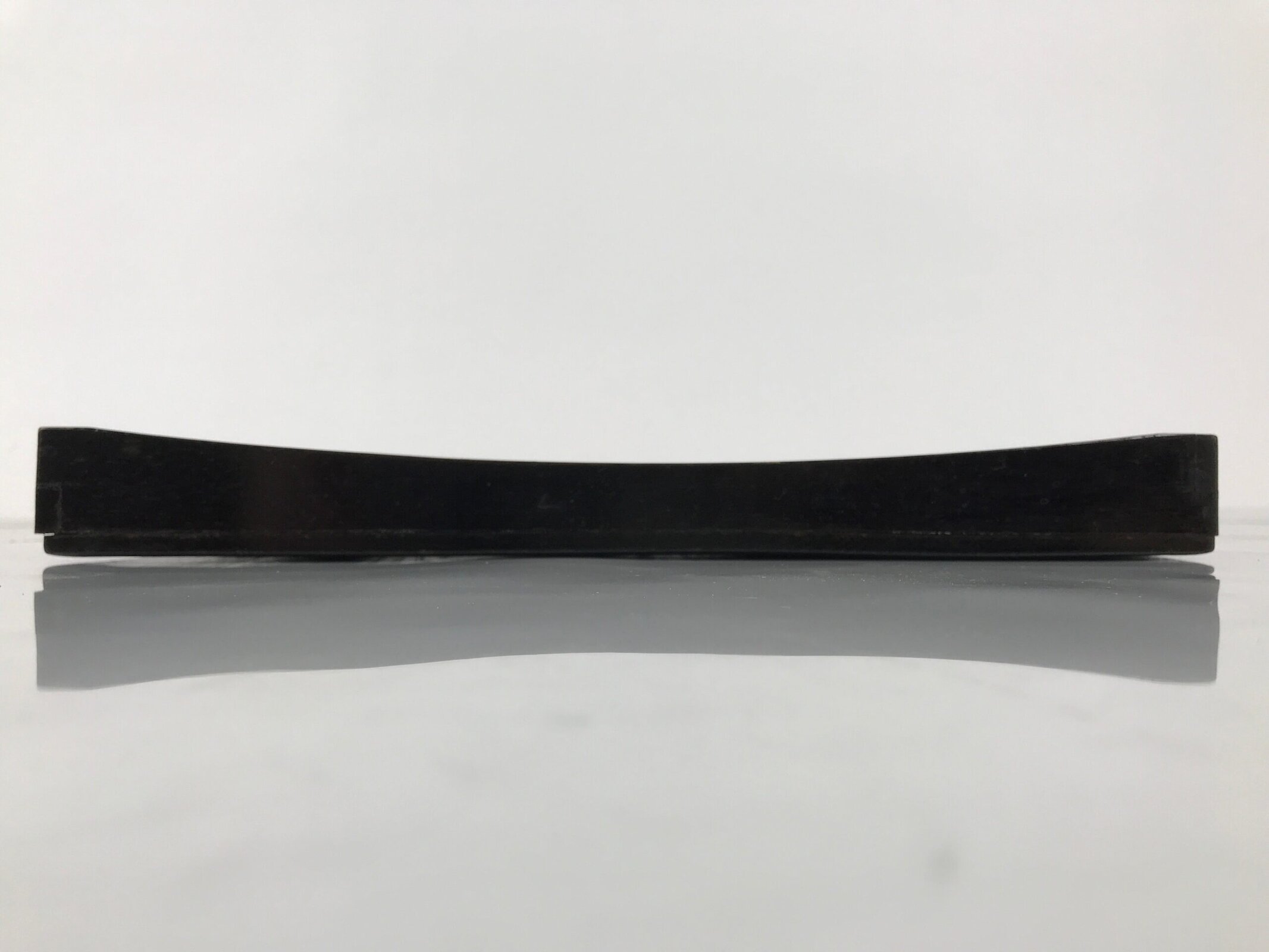 Japanese Lacquered Wood Serving Tray Obon Vtg Square Curved Red Edge Black L579