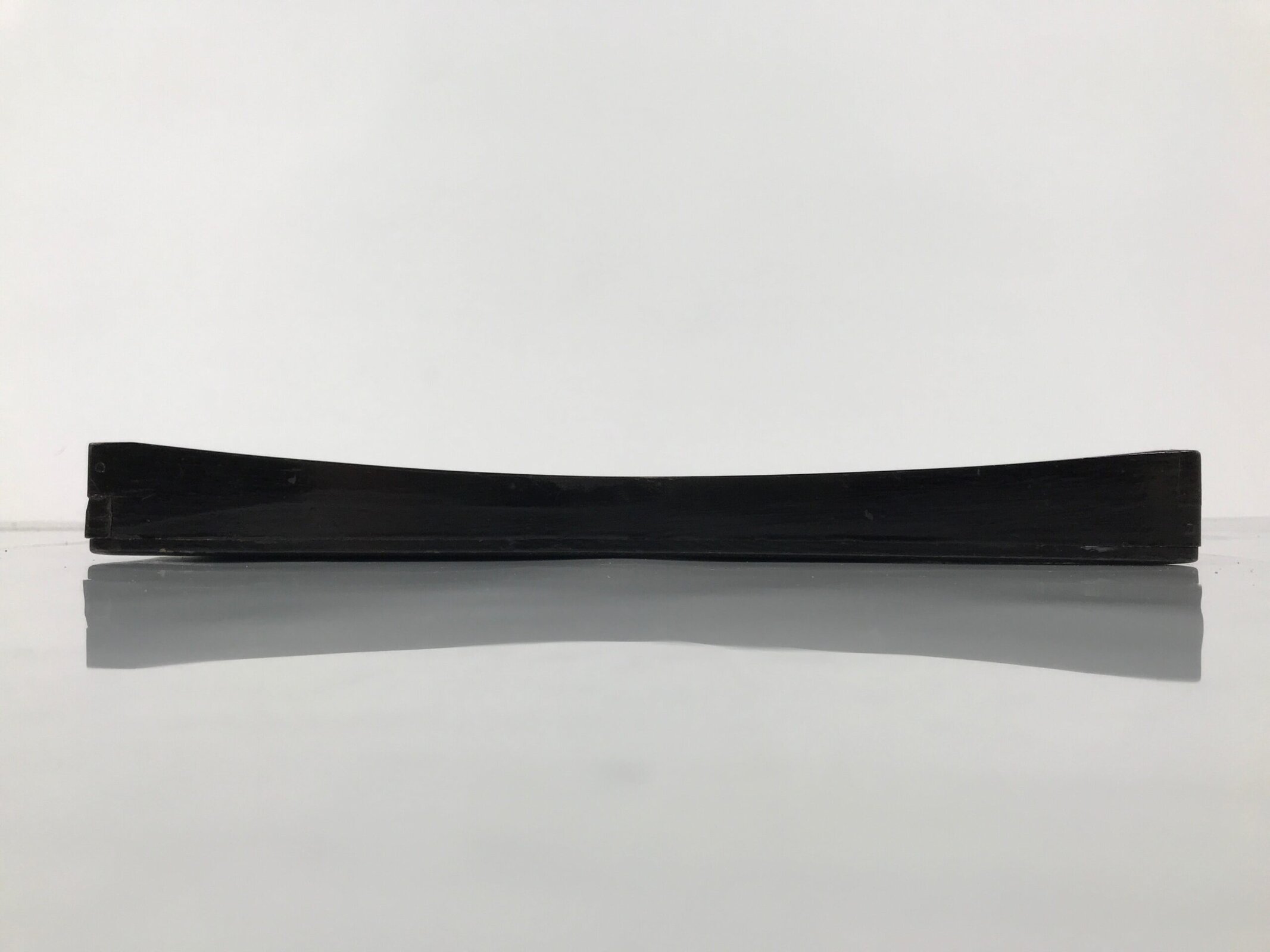 Japanese Lacquered Wood Serving Tray Obon Vtg Square Curved Red Edge Black L583