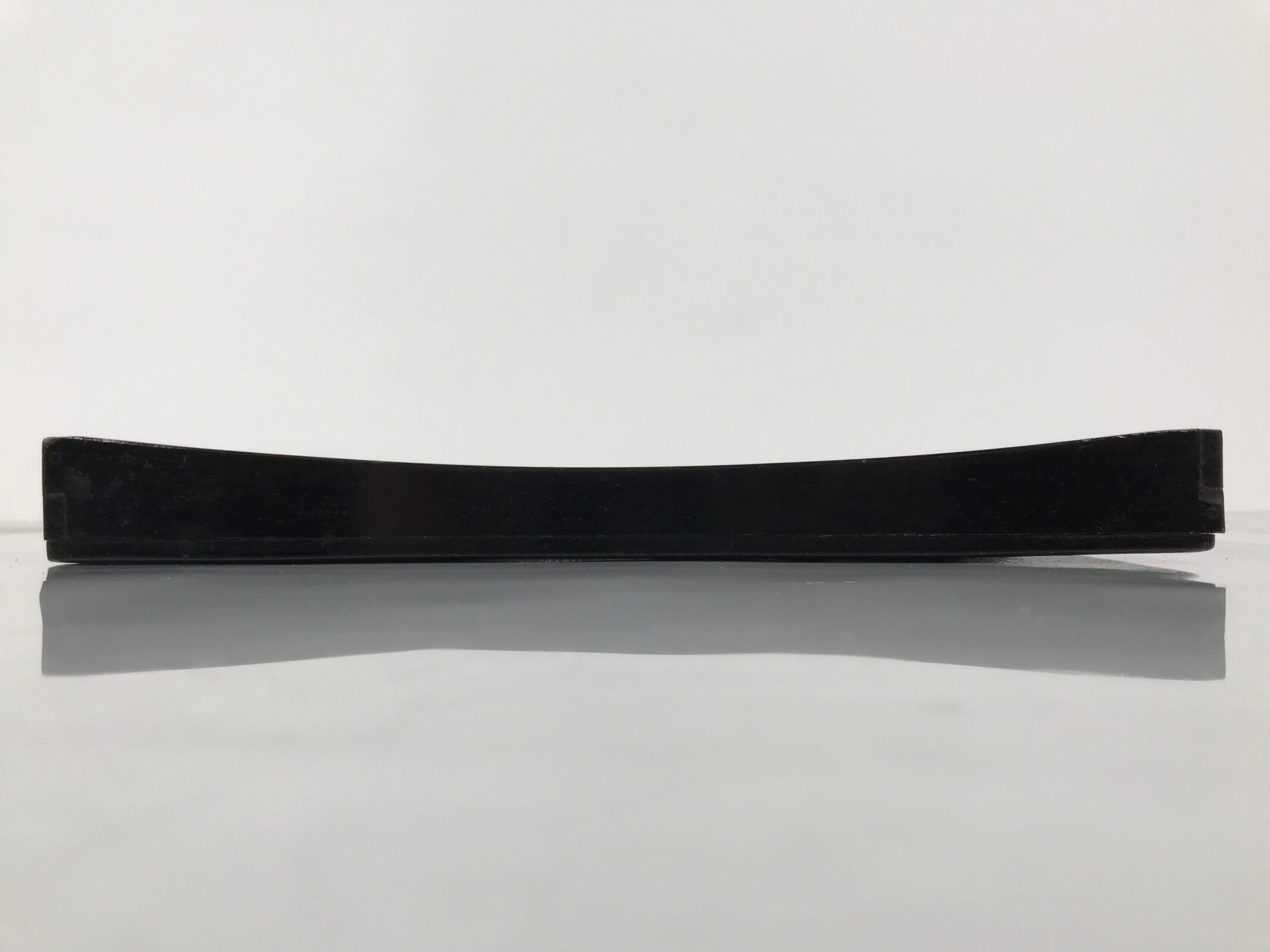 Japanese Lacquered Wood Serving Tray Obon Vtg Square Curved Red Edge Black L583