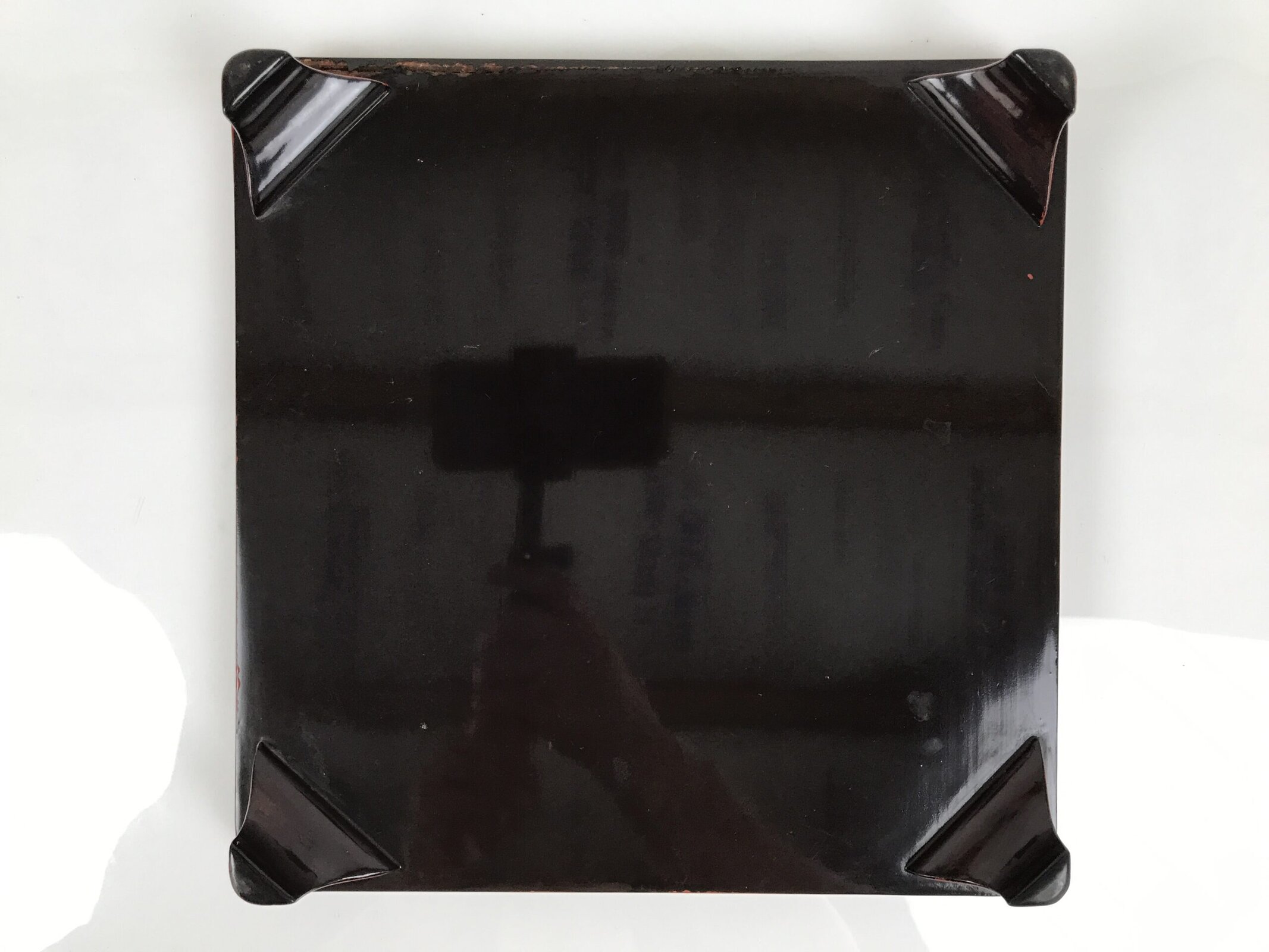 Japanese Lacquered Wooden Legged Ozen Table Vtg Meal Serving Tray Red Gold L562