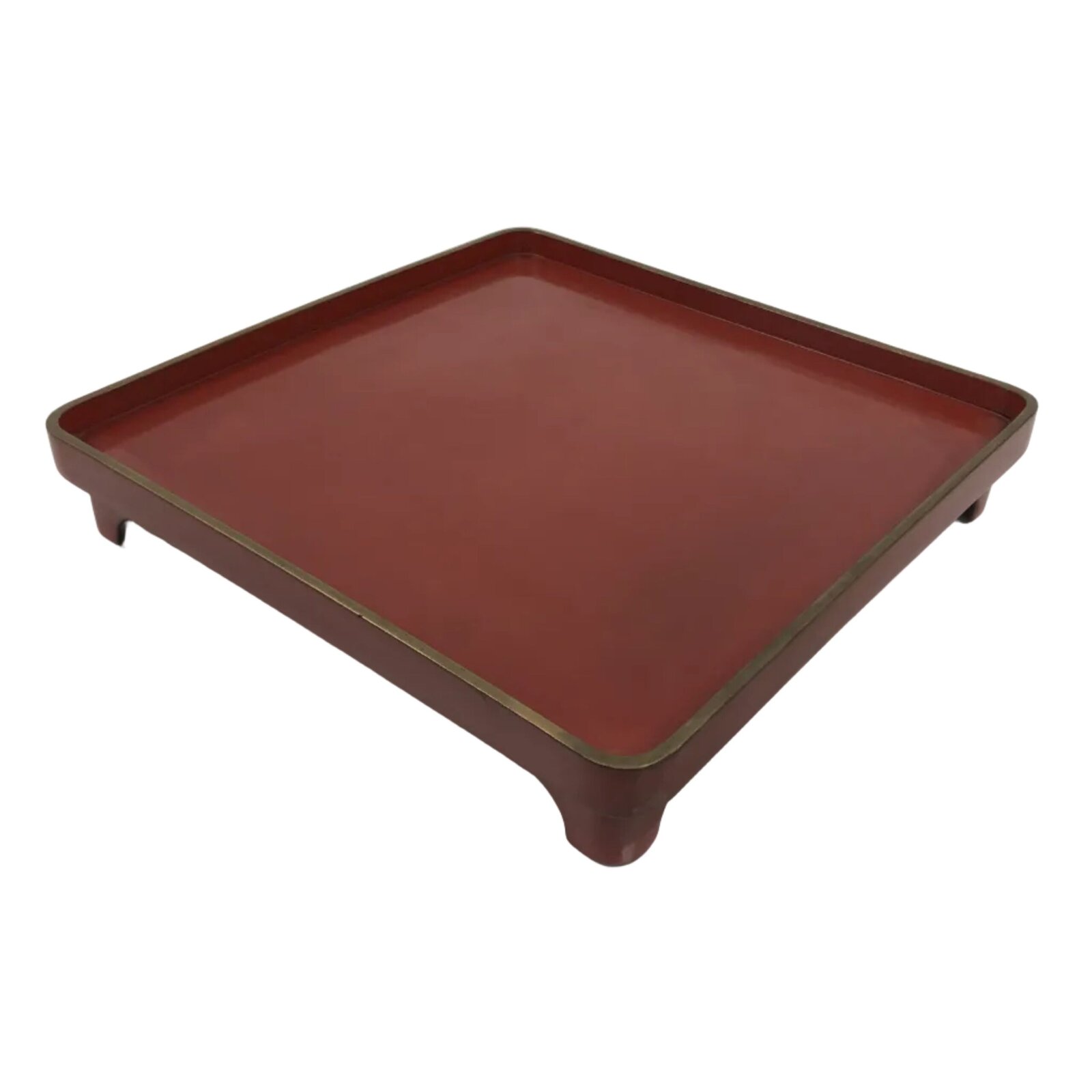 Japanese Lacquered Wooden Legged Ozen Table Vtg Meal Serving Tray Red Gold L563