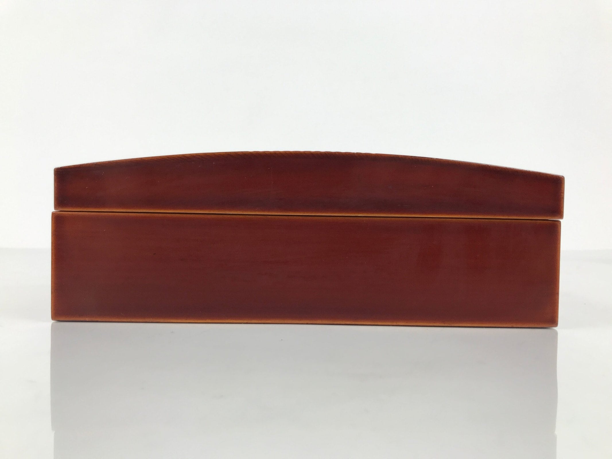 Japanese Lacquered Wooden Lidded Fumibako Letter Box Vtg Shunkei Nuri Brown FB93