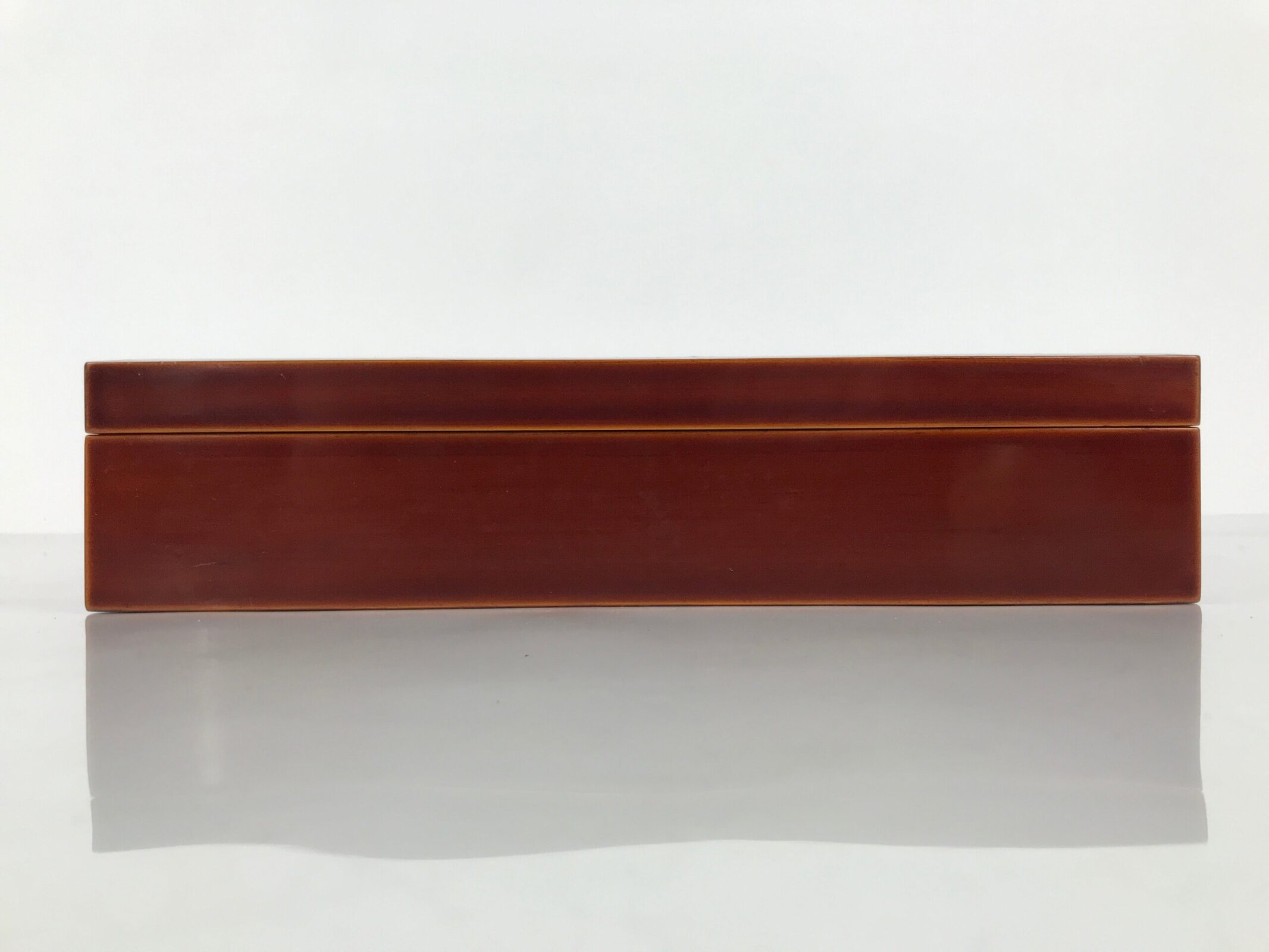 Japanese Lacquered Wooden Lidded Fumibako Letter Box Vtg Shunkei Nuri Brown FB93