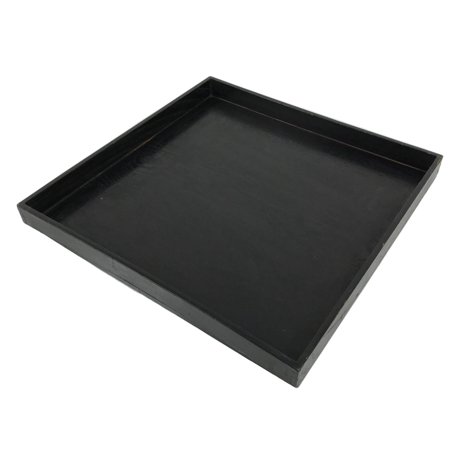 Japanese Lacquered Wooden Serving Tray Obon Vtg Square Simple Plain Black L565