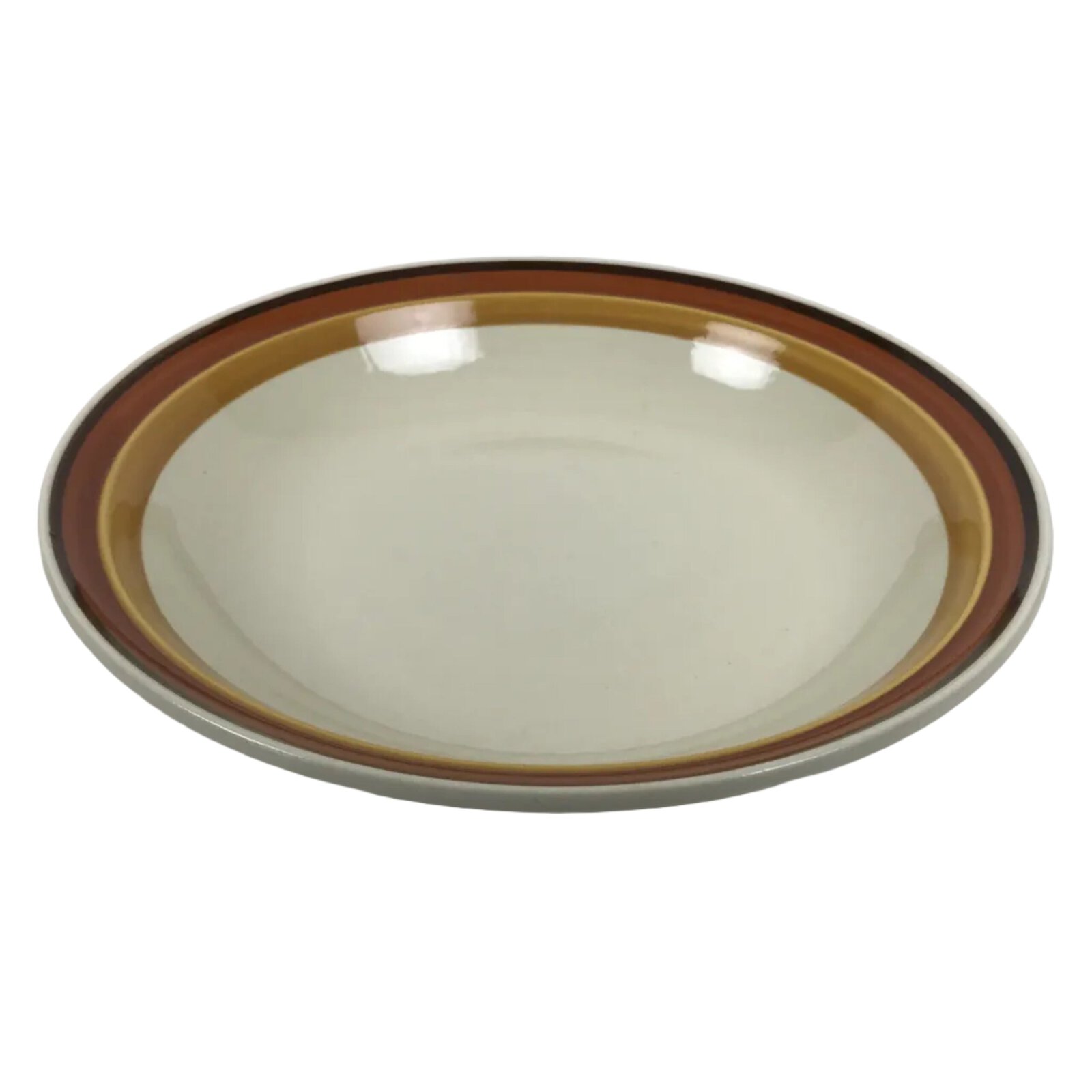 Japanese Miyoshi Stoneware Shallow Bowl Vtg Ceramic Pottery Yellow Brown Y541