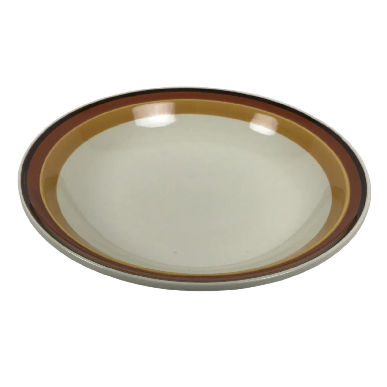 Japanese Miyoshi Stoneware Shallow Bowl Vtg Ceramic Pottery Yellow Brown Y542