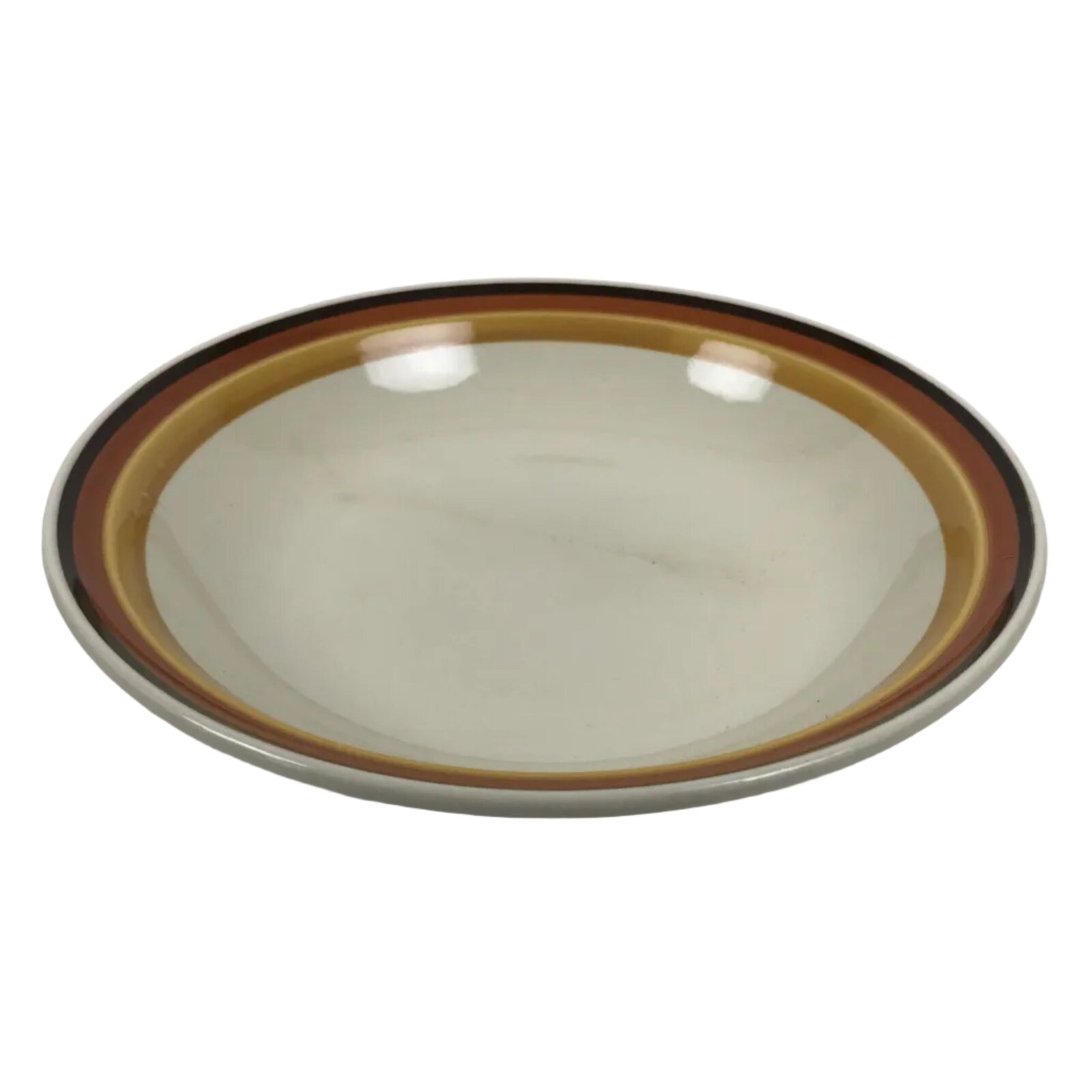 Japanese Miyoshi Stoneware Shallow Bowl Vtg Ceramic Pottery Yellow Brown Y543