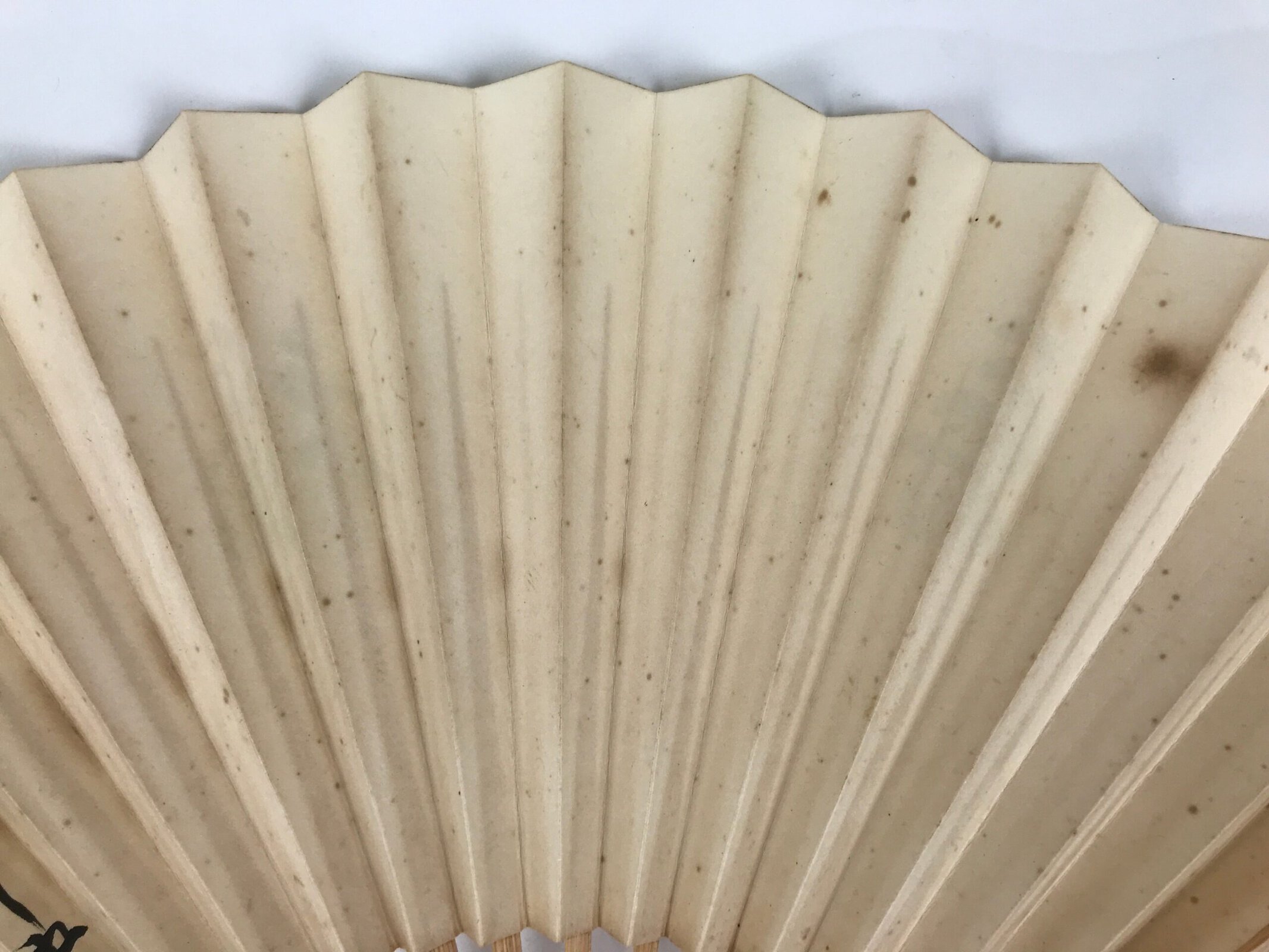 Japanese Paper Folding Fan Sensu Vtg Bamboo Frame White Calligraphy Kanji 5D35