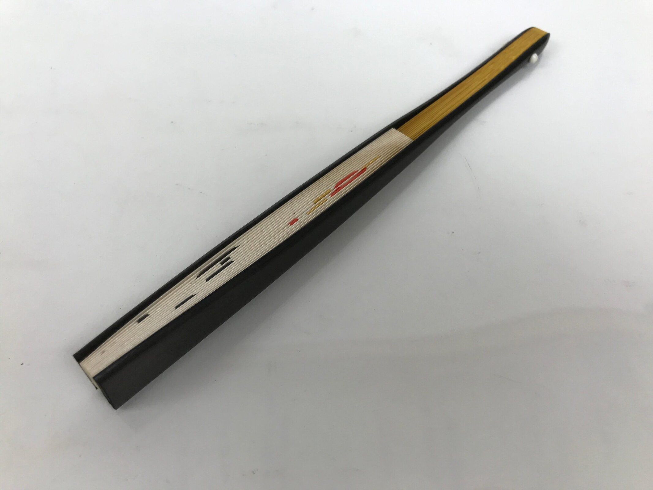 Japanese Paper Folding Fan Sensu Vtg Bamboo Frame White Calligraphy Kanji 5D36