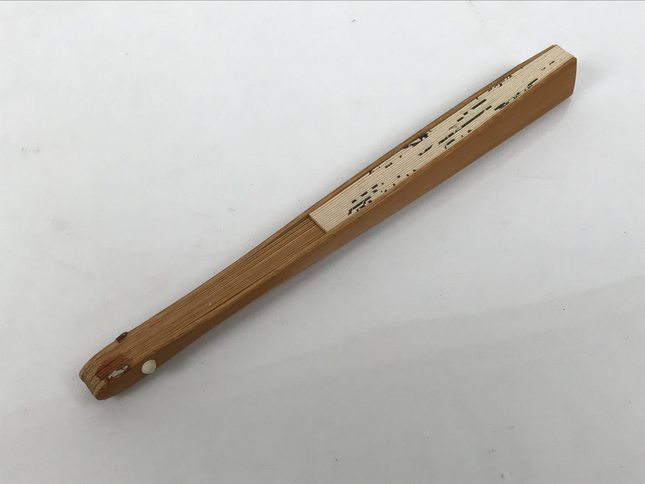 Japanese Paper Folding Fan Sensu Vtg Bamboo Frame White Master Signature 5D32