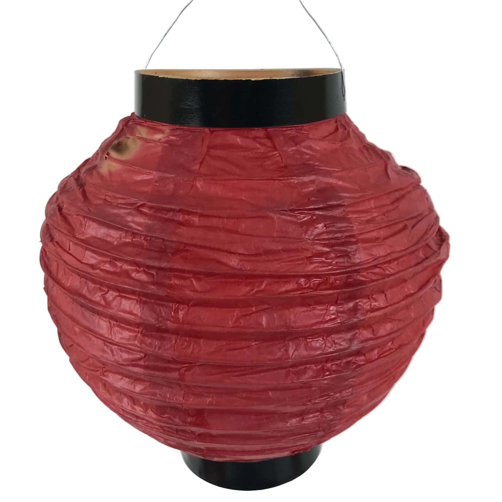 Japanese Paper Hanging Lantern Vtg Chochin Candle Holder Small Round Pink LT103