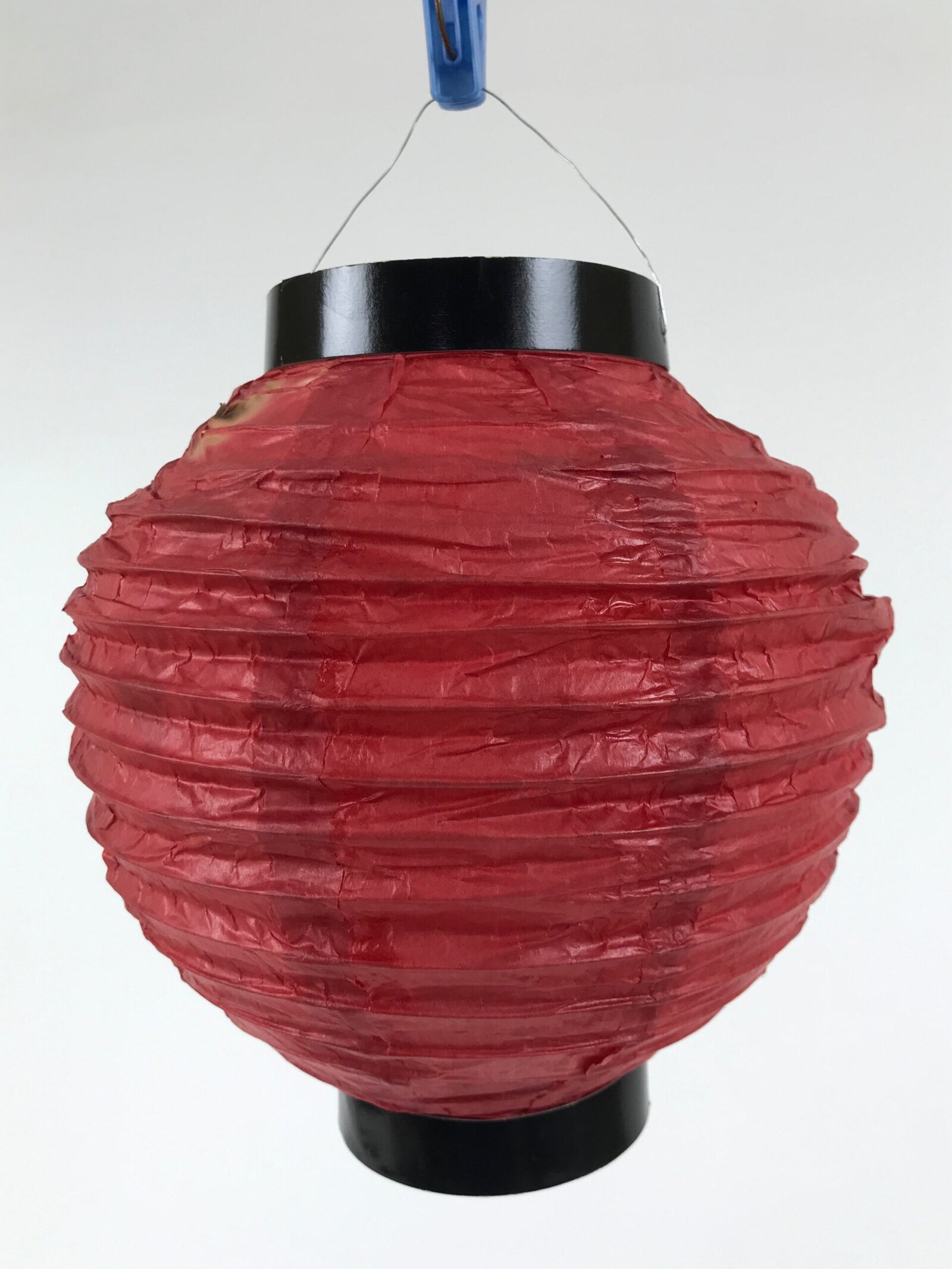 Japanese Paper Hanging Lantern Vtg Chochin Candle Holder Small Round Pink LT103