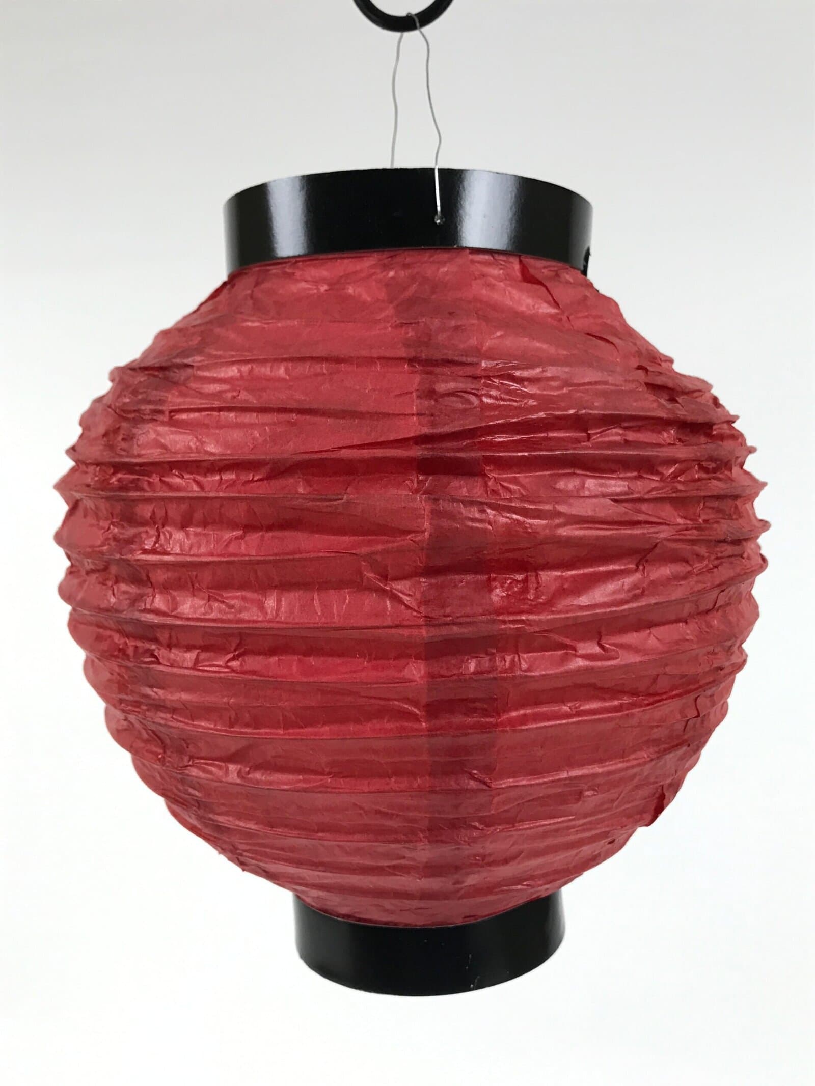 Japanese Paper Hanging Lantern Vtg Chochin Candle Holder Small Round Pink LT103