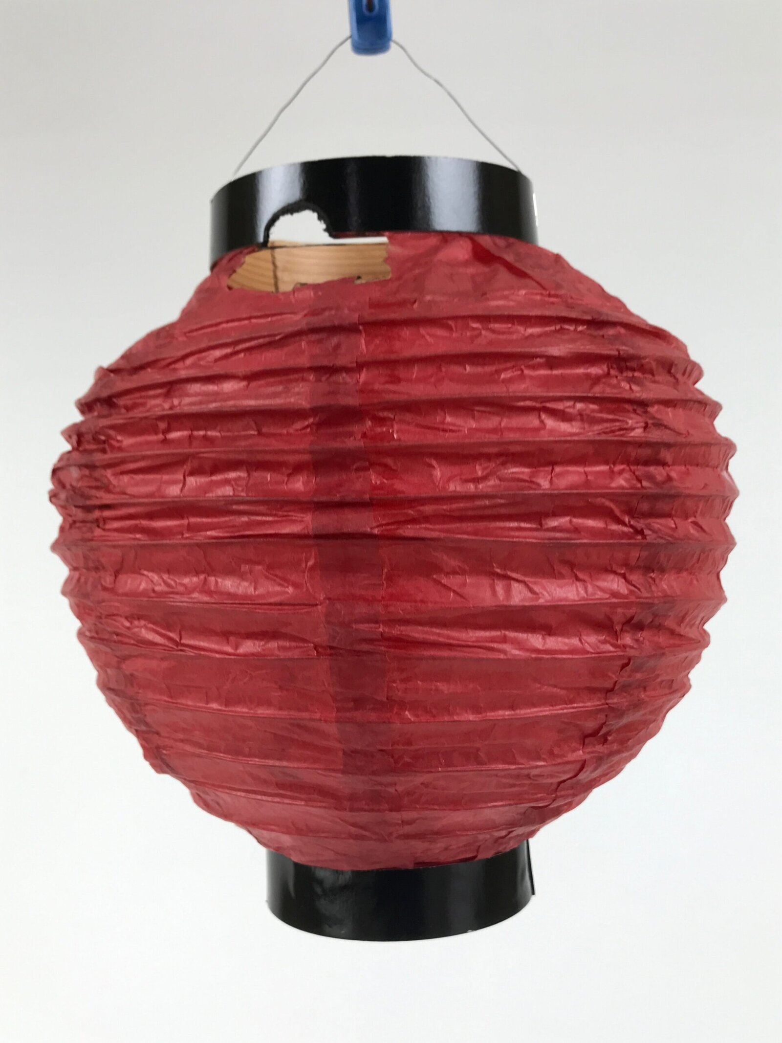 Japanese Paper Hanging Lantern Vtg Chochin Candle Holder Small Round Pink LT103