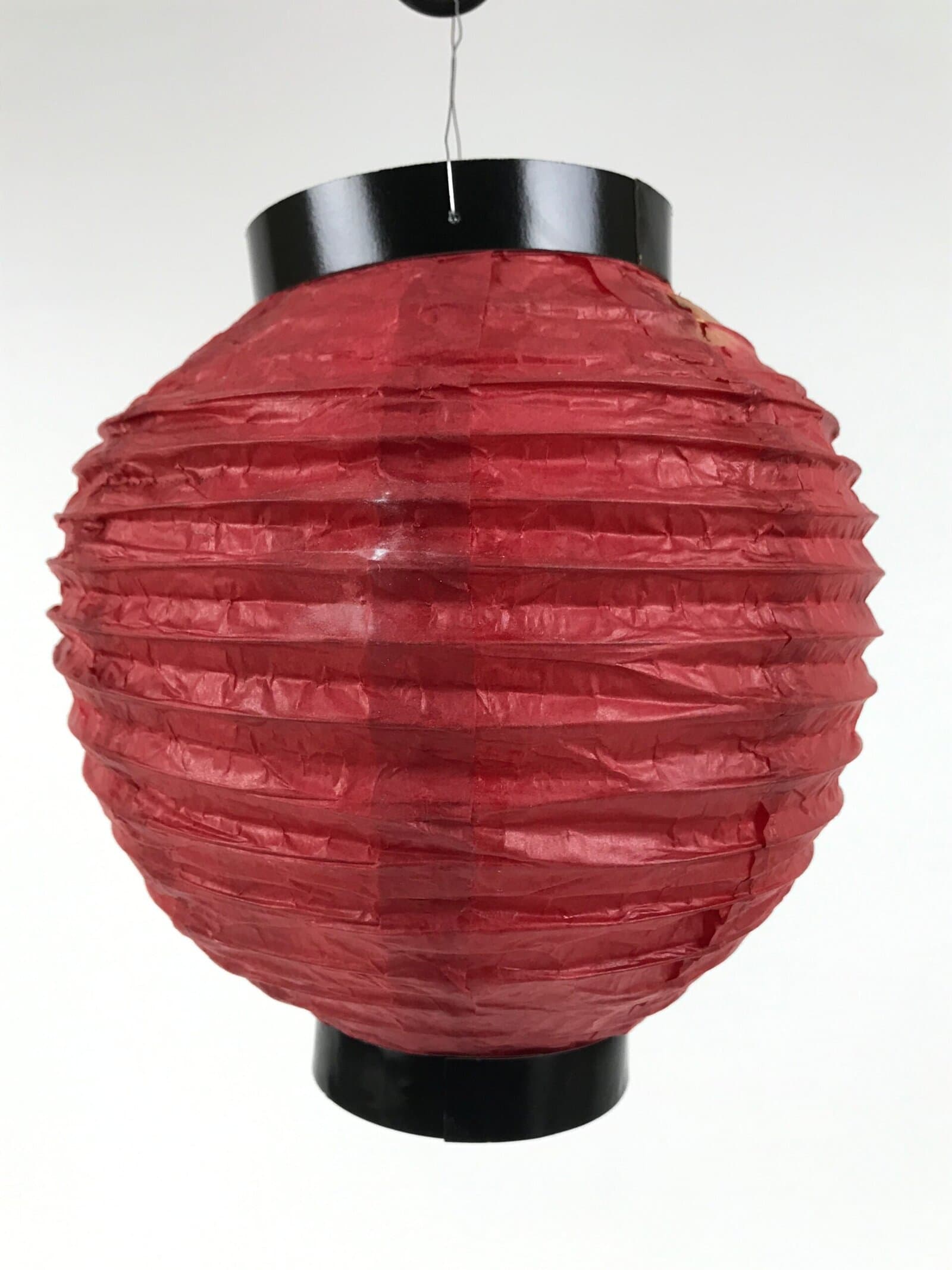 Japanese Paper Hanging Lantern Vtg Chochin Candle Holder Small Round Pink LT103