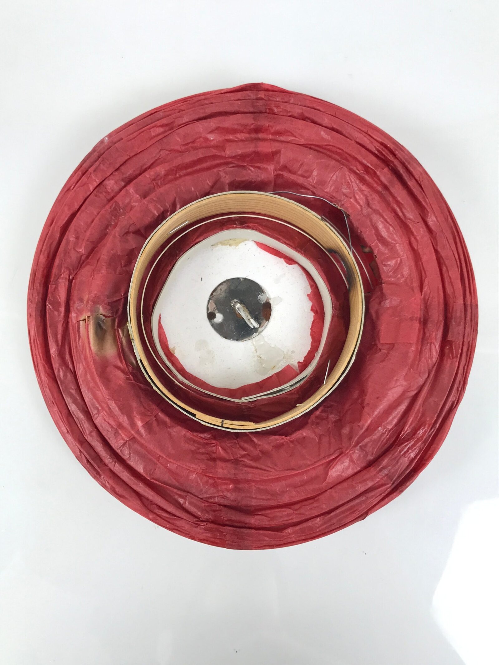 Japanese Paper Hanging Lantern Vtg Chochin Candle Holder Small Round Pink LT103