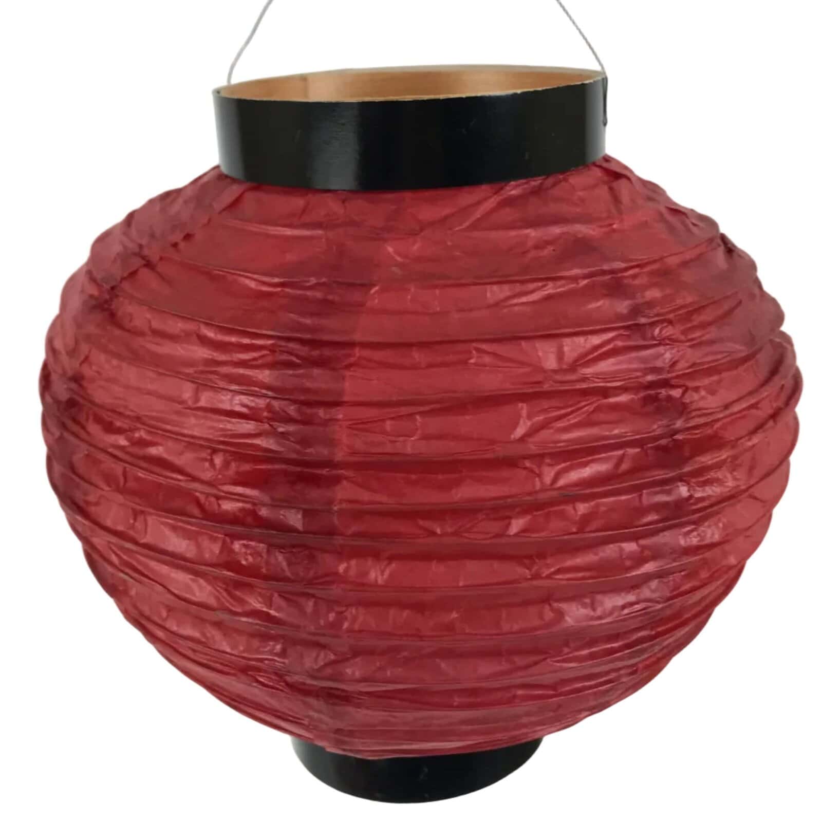 Japanese Paper Hanging Lantern Vtg Chochin Candle Holder Small Round Pink LT104