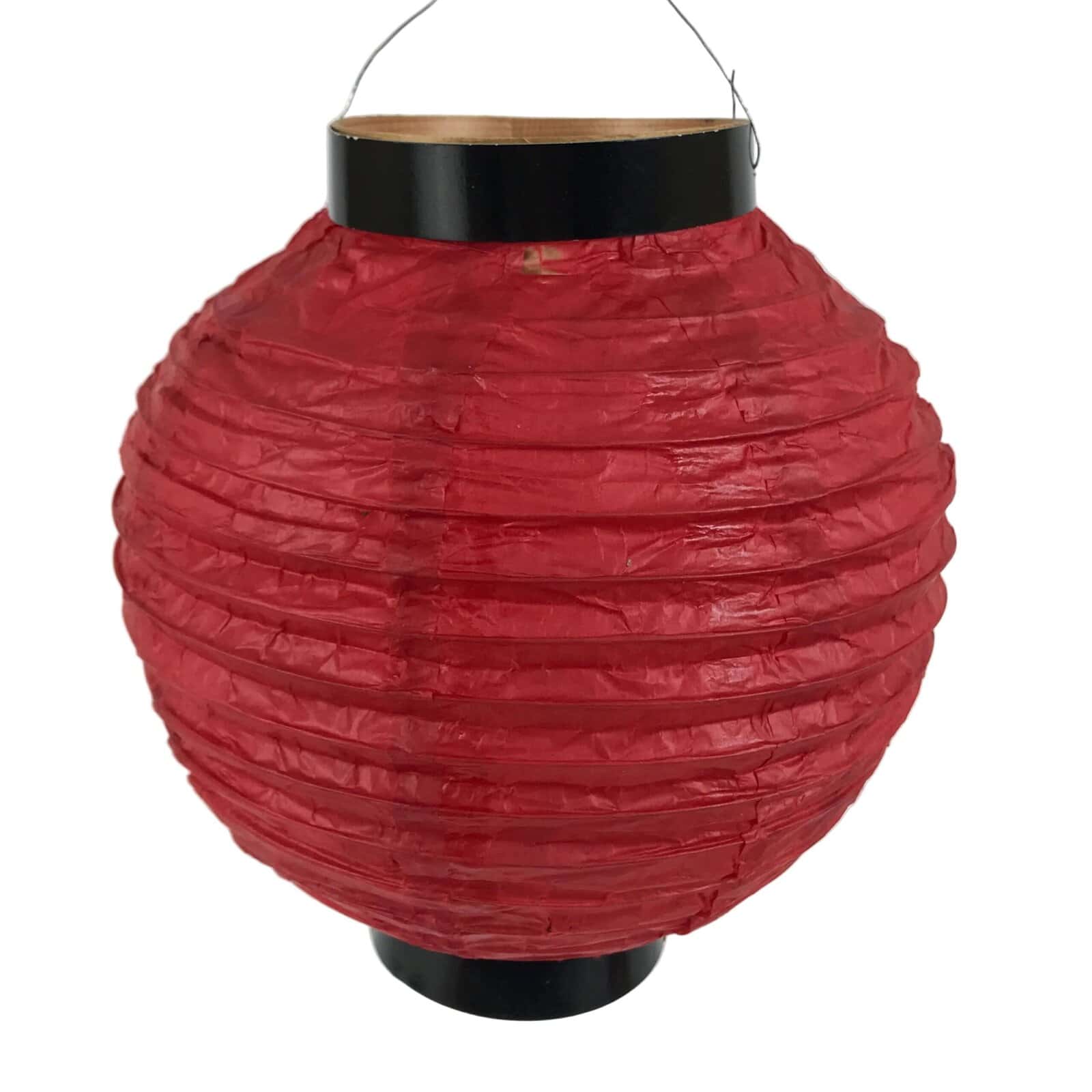 Japanese Paper Hanging Lantern Vtg Chochin Candle Holder Small Round Pink LT105