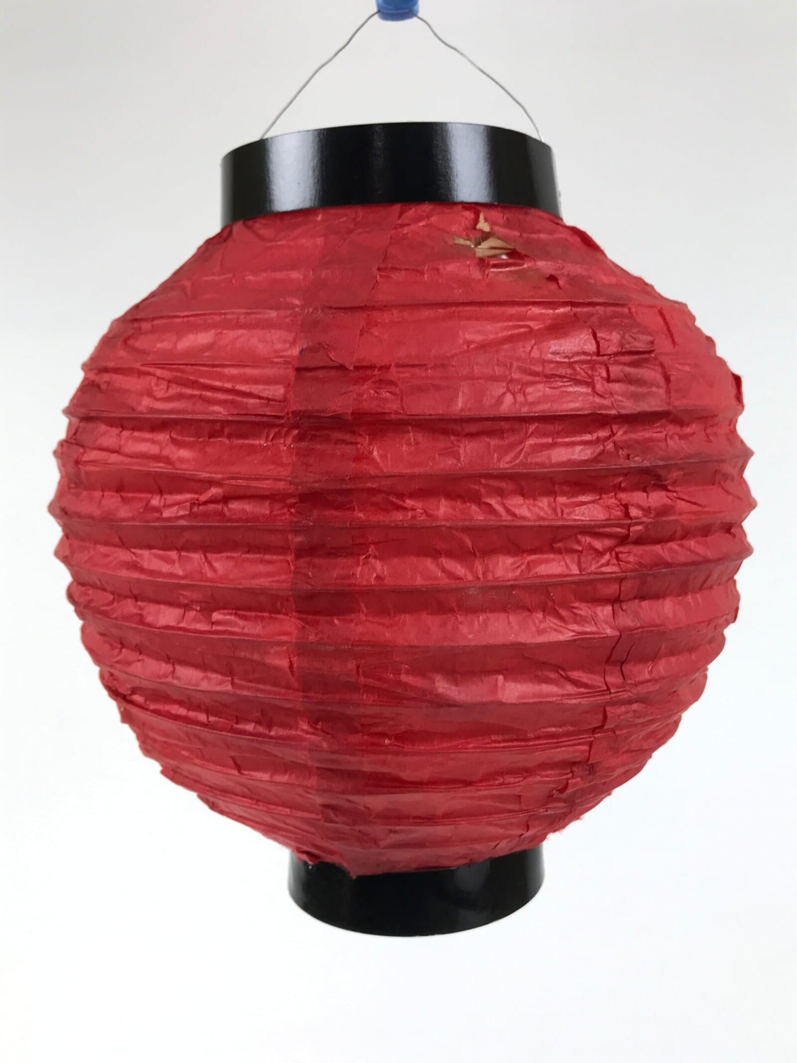 Japanese Paper Hanging Lantern Vtg Chochin Candle Holder Small Round Pink LT105