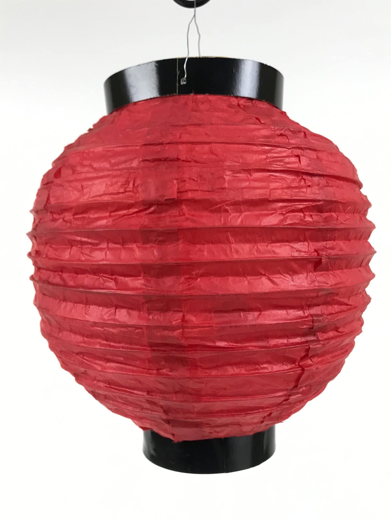 Japanese Paper Hanging Lantern Vtg Chochin Candle Holder Small Round Pink LT105