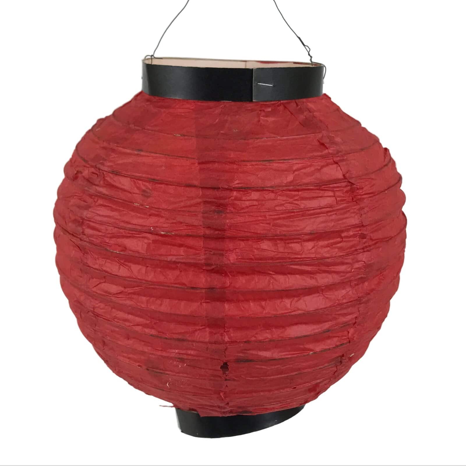 Japanese Paper Hanging Lantern Vtg Chochin Candle Holder Small Round Pink LT106