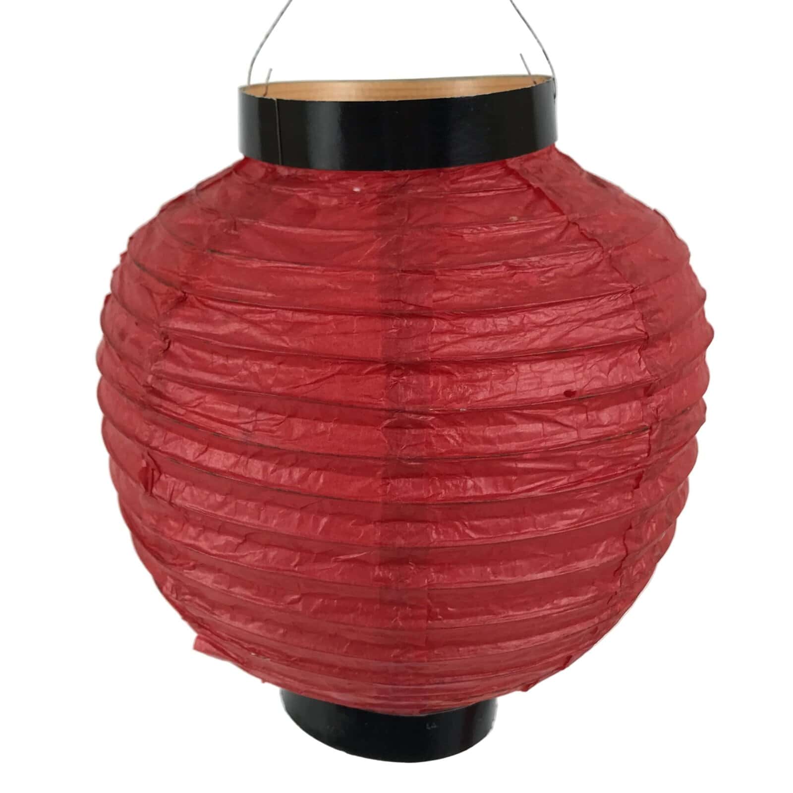 Japanese Paper Hanging Lantern Vtg Chochin Candle Holder Small Round Pink LT107