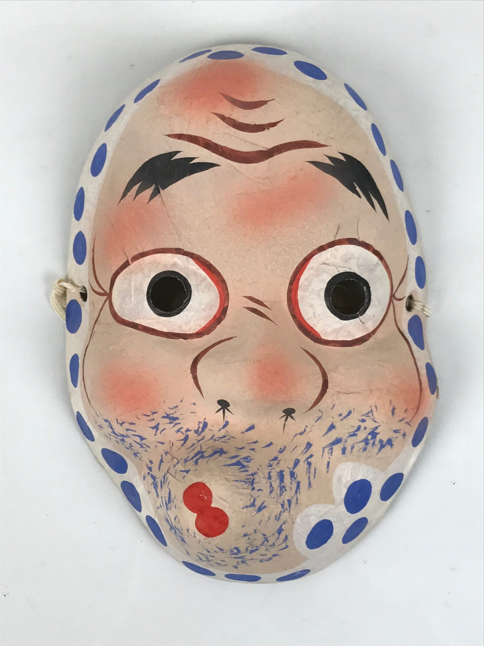 Japanese Paper Mache Noh Mask Hyottoko Vtg Comical Nohmen Kagura Dance OM103