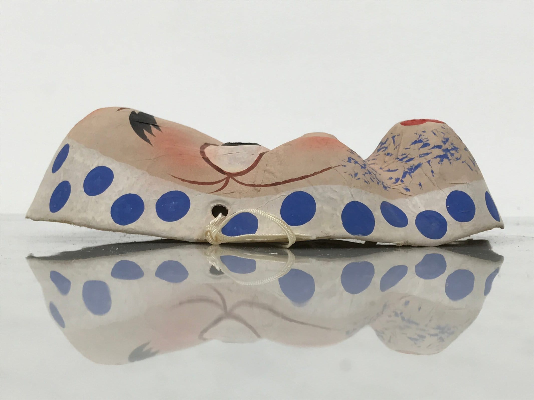 Japanese Paper Mache Noh Mask Hyottoko Vtg Comical Nohmen Kagura Dance OM103