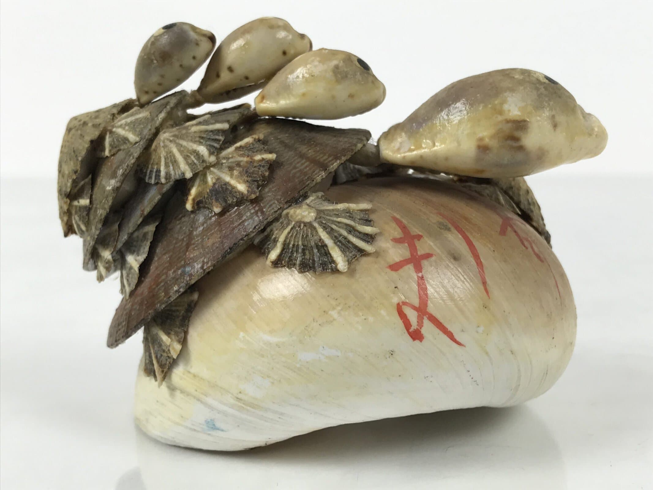 Japanese Shell Kokeshi Doll Vtg Turtle Family Figurine Mother Kids Brown KF807