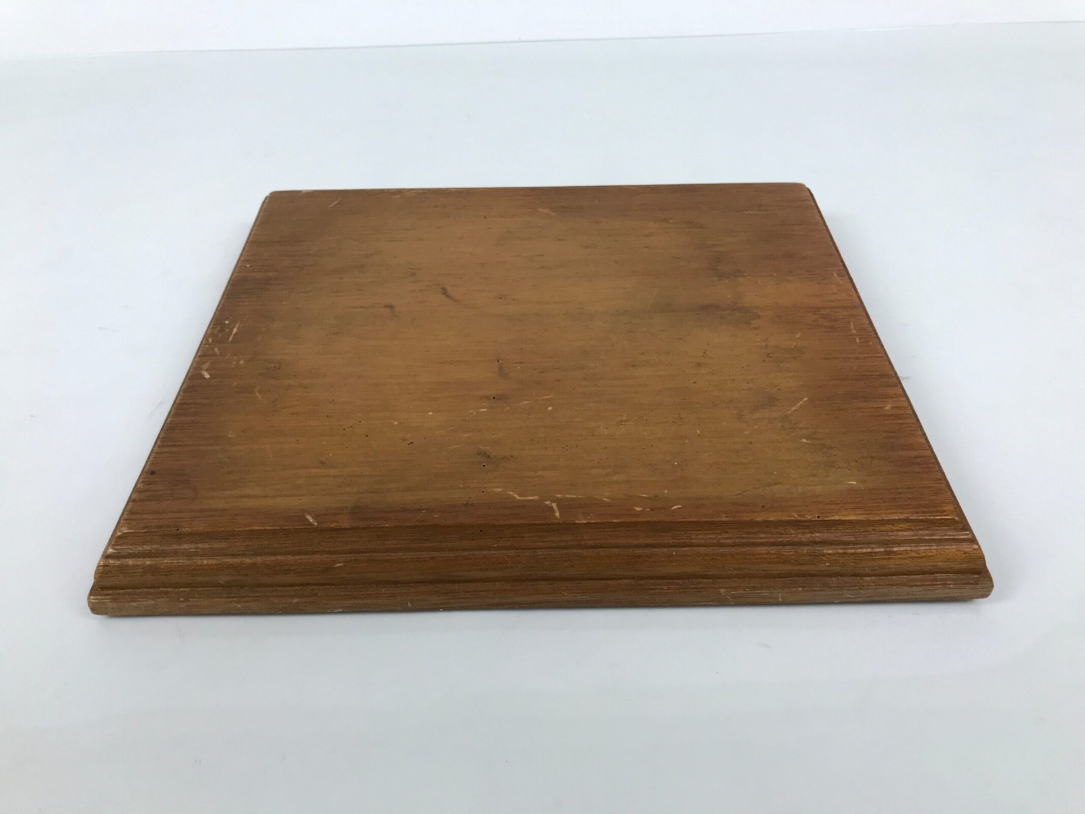 Japanese Wooden Flower Vase Stand Vtg Kadai Board Ikebana Bonsai Brown WT592