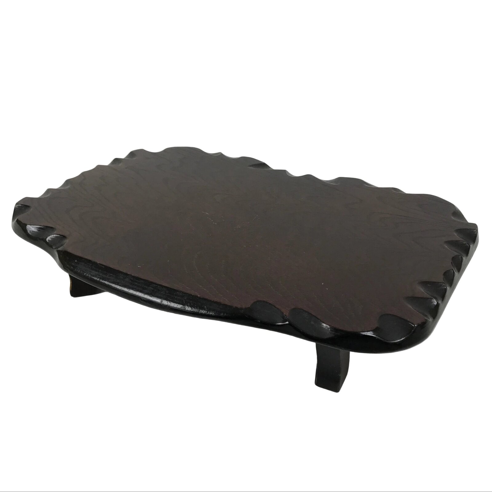 Japanese Wooden Flower Vase Stand Vtg Unique Kadai Board Ikebana Bonsai WT605