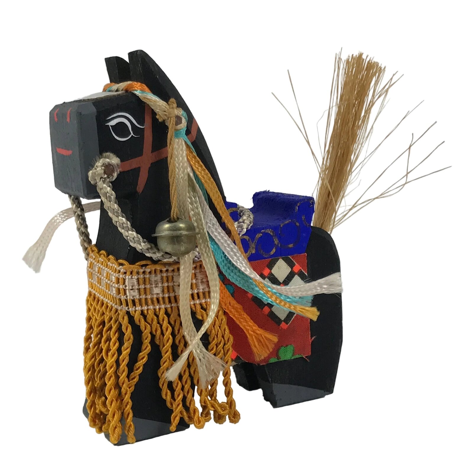 Japanese Wooden Kokeshi Doll Black Horse Decorative Figurine Kazari Uma KF822