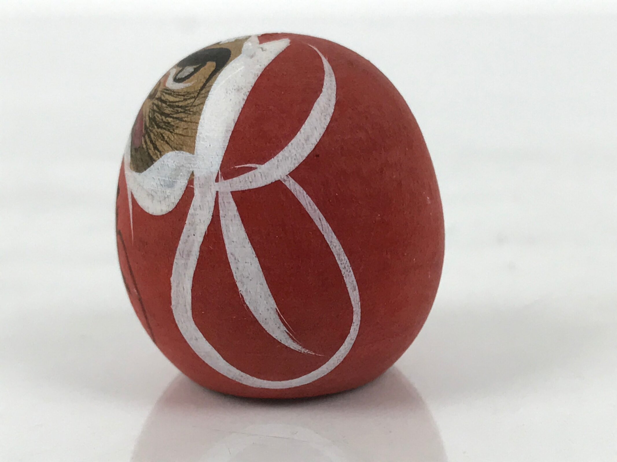 Japanese Wooden Kokeshi Doll Vtg Daruma Figurine Fortune Round Red Small KF826