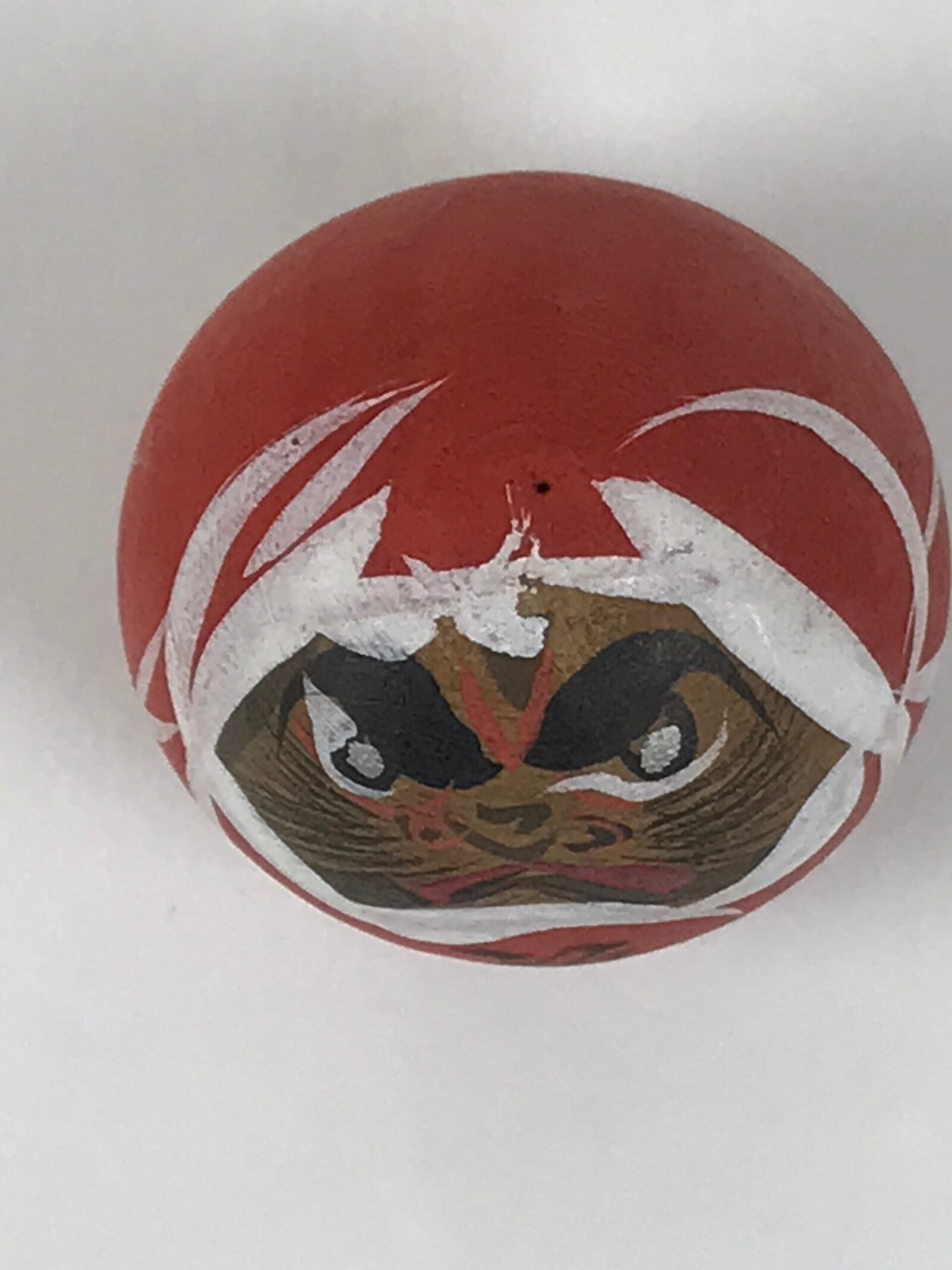 Japanese Wooden Kokeshi Doll Vtg Daruma Figurine Fortune Round Red Small KF826