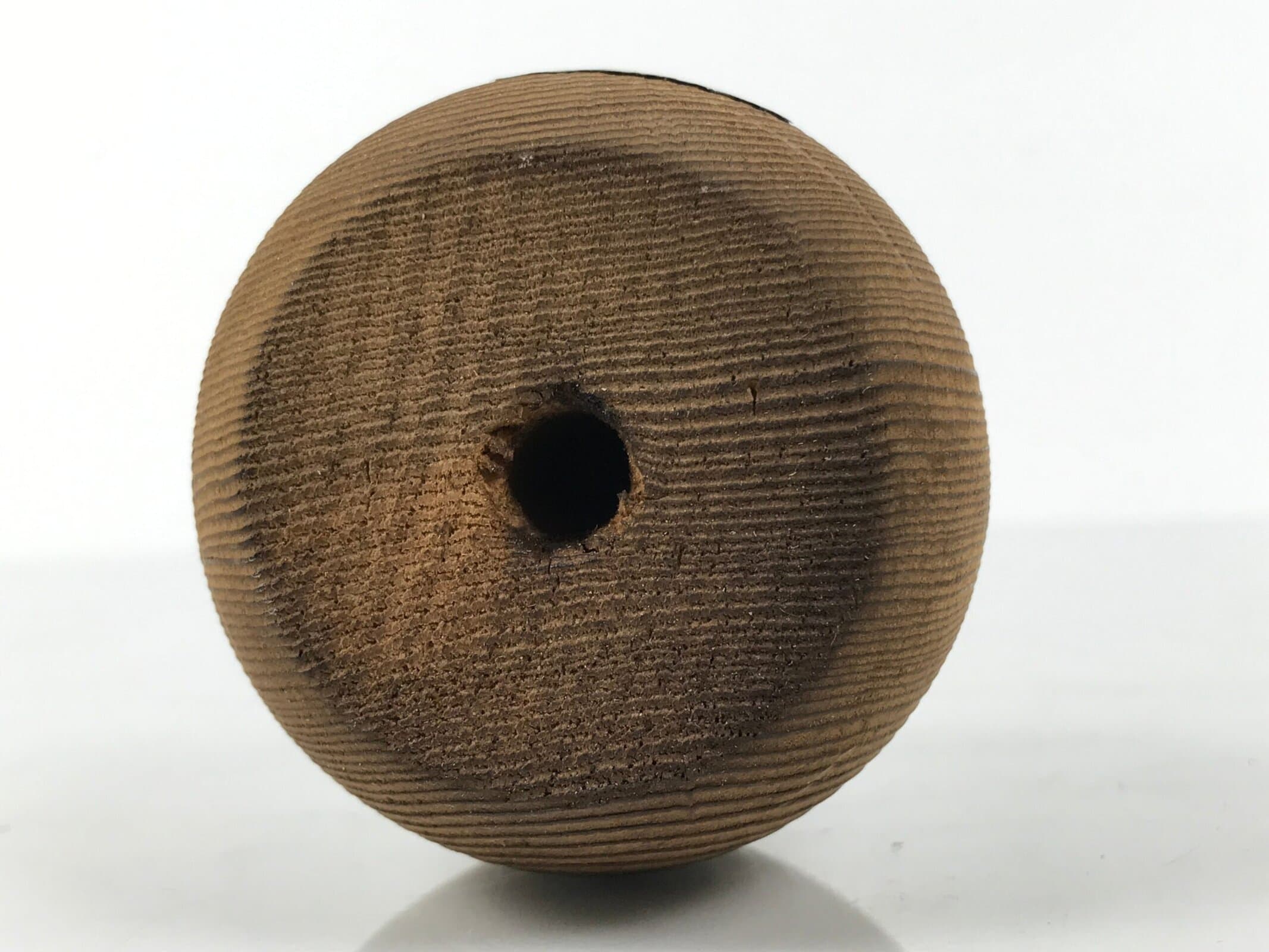 Japanese Wooden Kokeshi Doll Vtg Figurine Daruma Kiso Magma Brown Black KF811