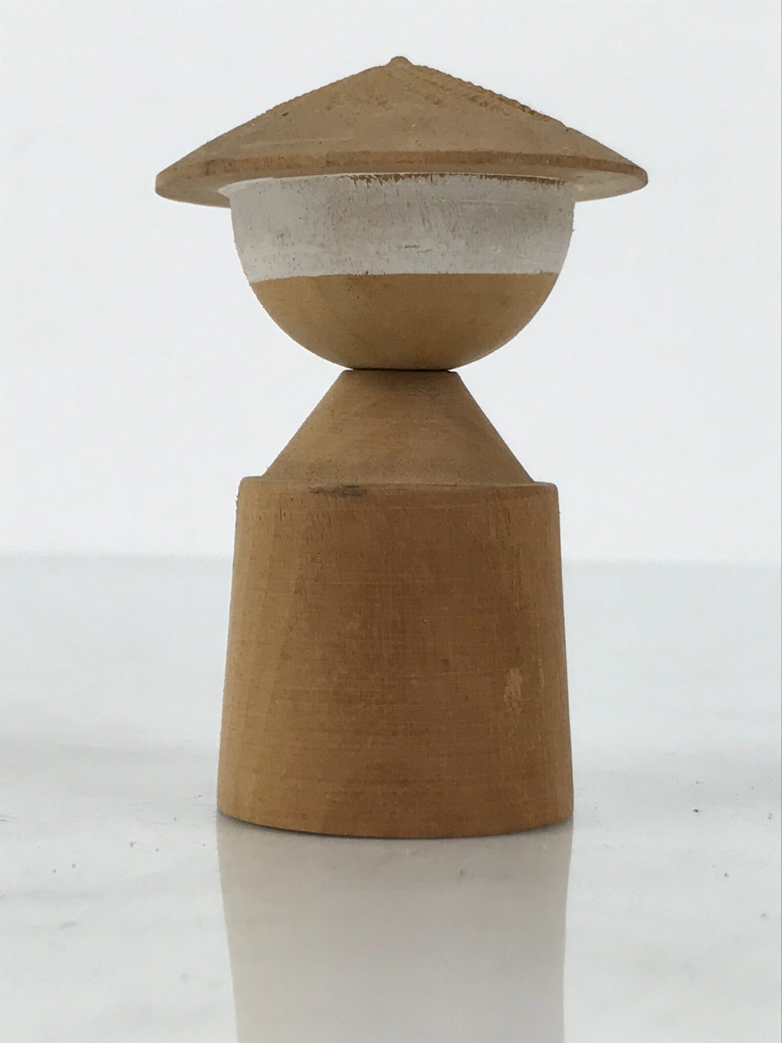 Japanese Wooden Kokeshi Doll Vtg Figurine Wobbly Head Hat Kyoto Pagoda KF815