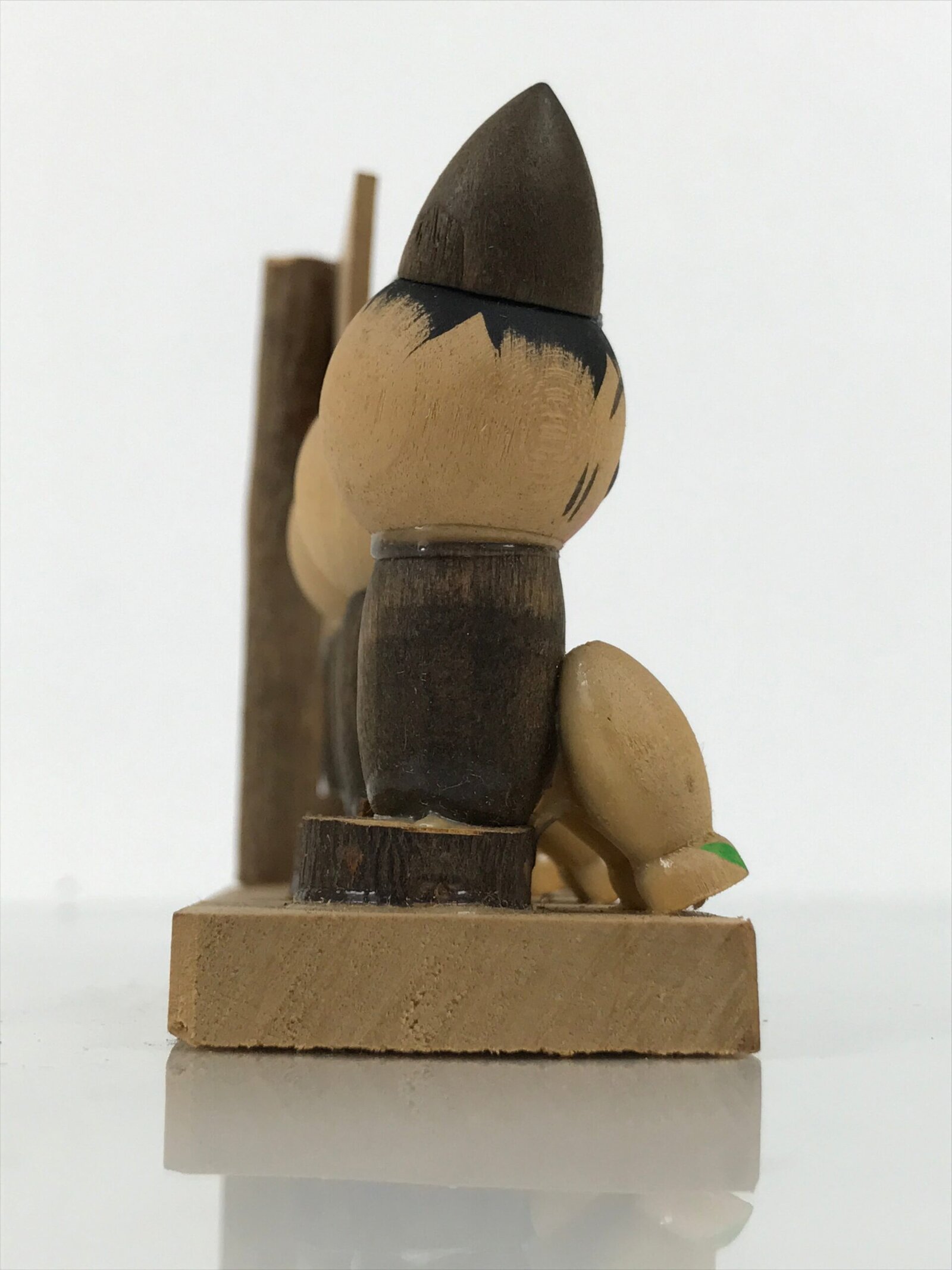 Japanese Wooden Kokeshi Doll Vtg Good Friends Hat Child Hiragana Brown KF819