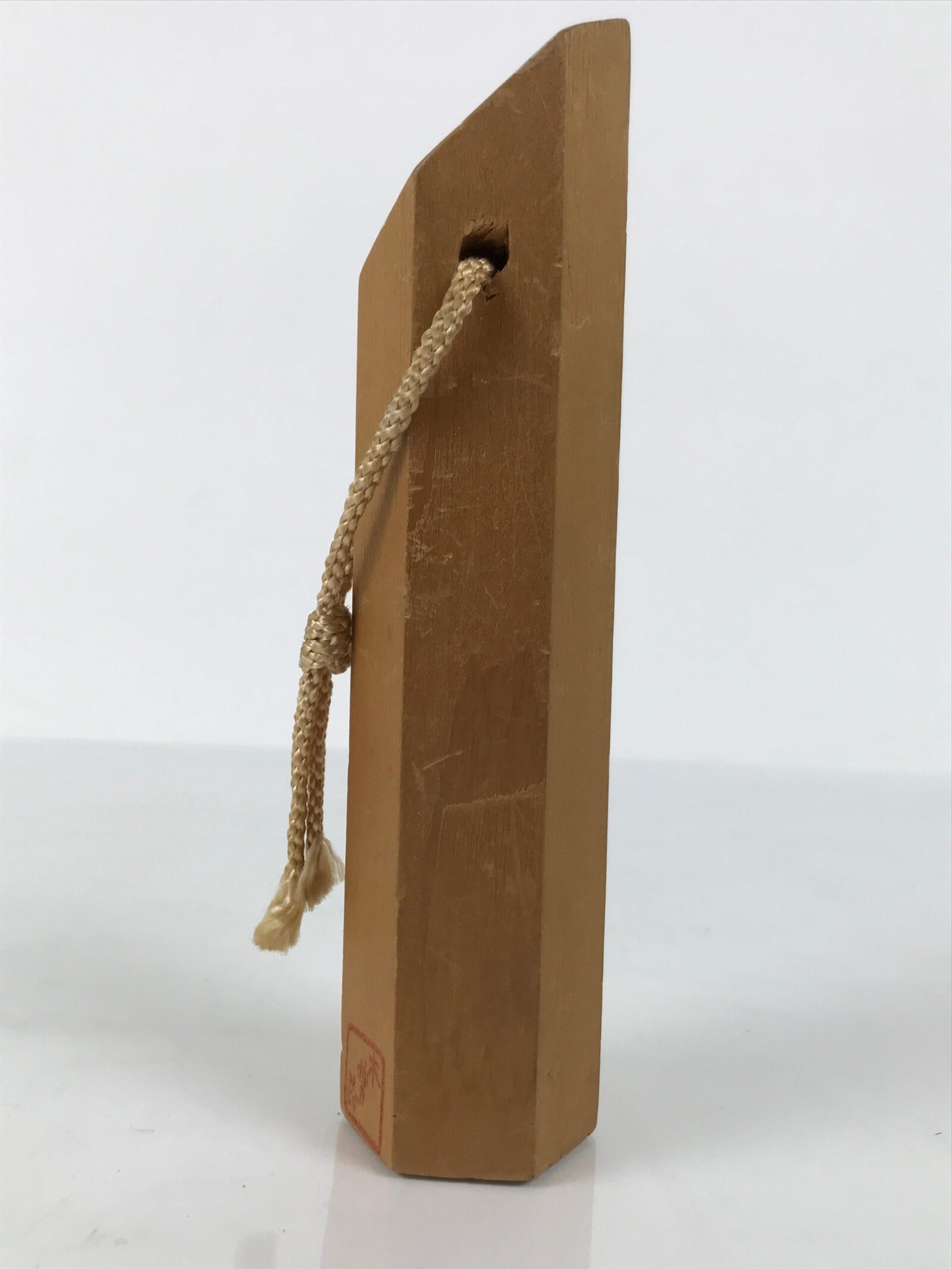 Japanese Wooden Kokeshi Doll Vtg Hexagonal Figurine Kisoji Brown White KF813