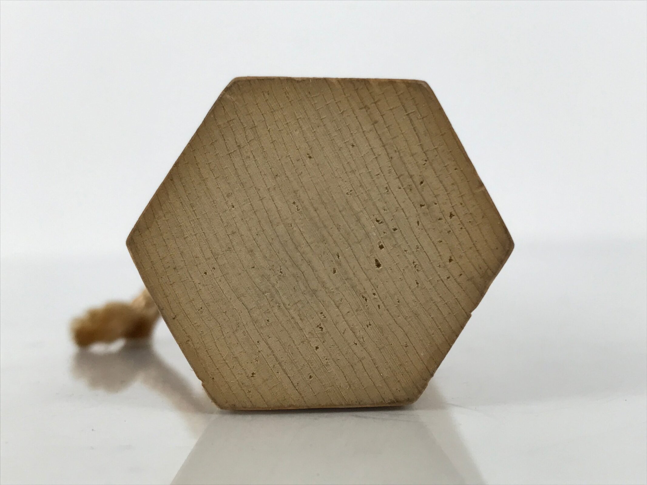 Japanese Wooden Kokeshi Doll Vtg Hexagonal Figurine Kisoji Brown White KF813