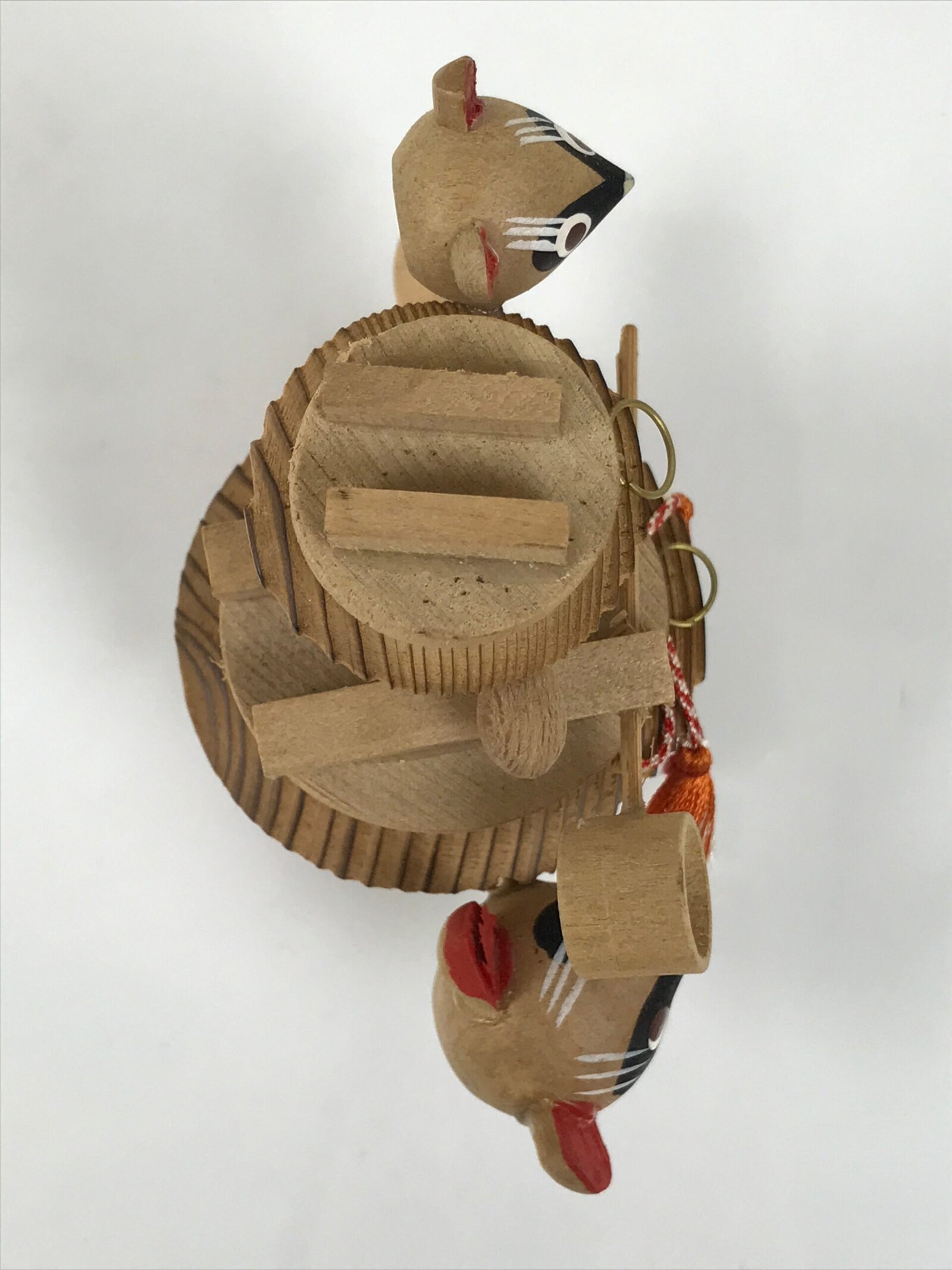 Japanese Wooden Kokeshi Doll Vtg Raccoon Dog Figurine Tea Kettle Tanuki KF816