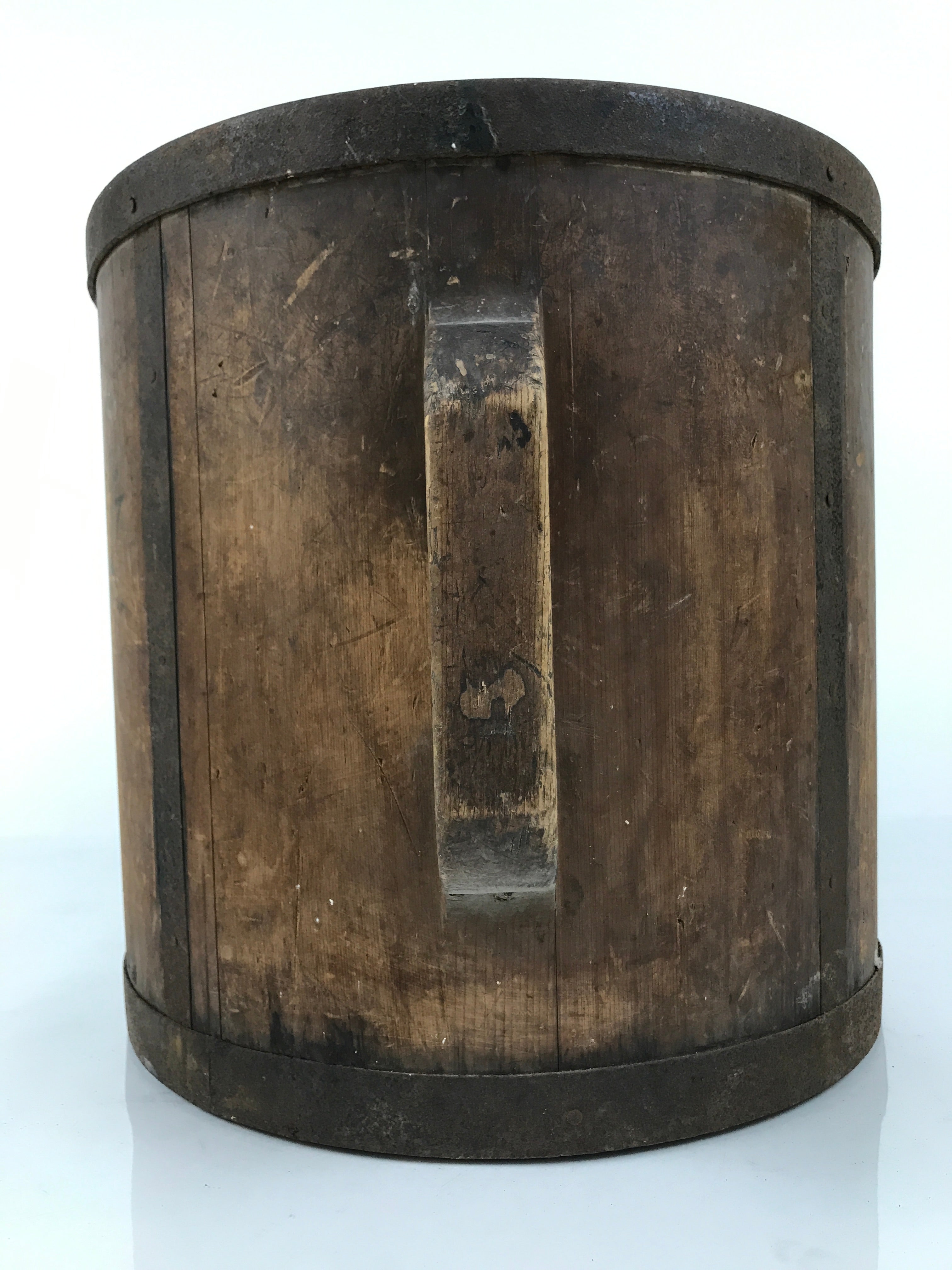 Antique C1900 Japanese Handmade Wood Masu Ittomasu Rice Bucket Dark Brown BK55