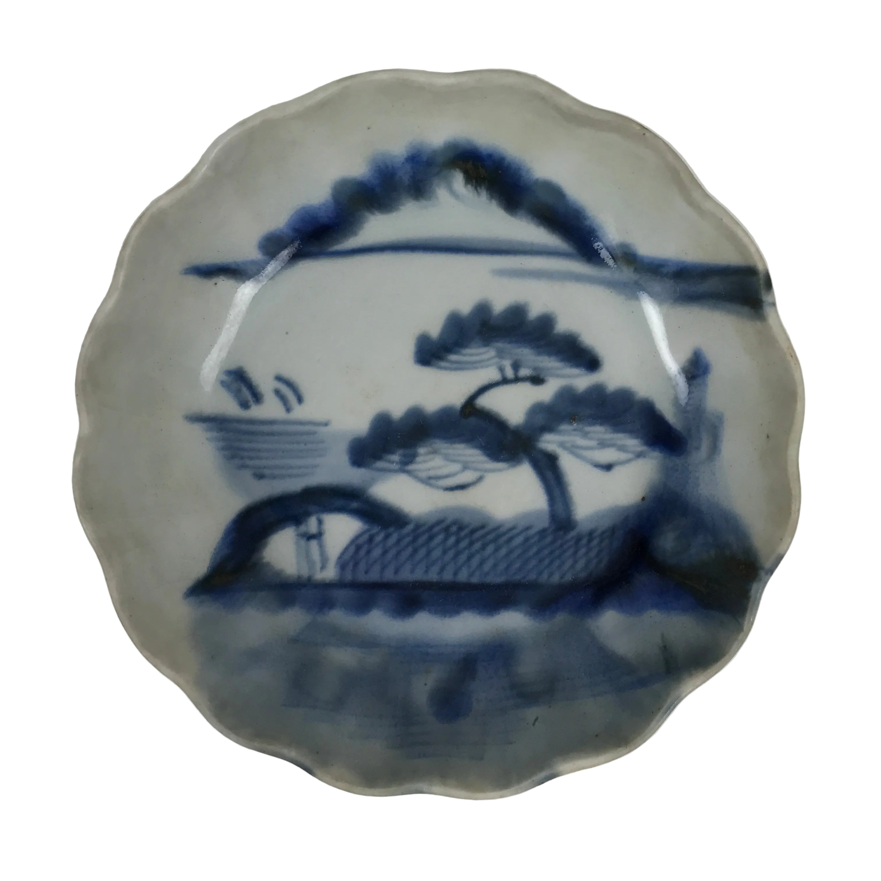 Antique Japanese Ceramic Imari Namasu Small Bowl Sometsuke Kobachi Pine Y556