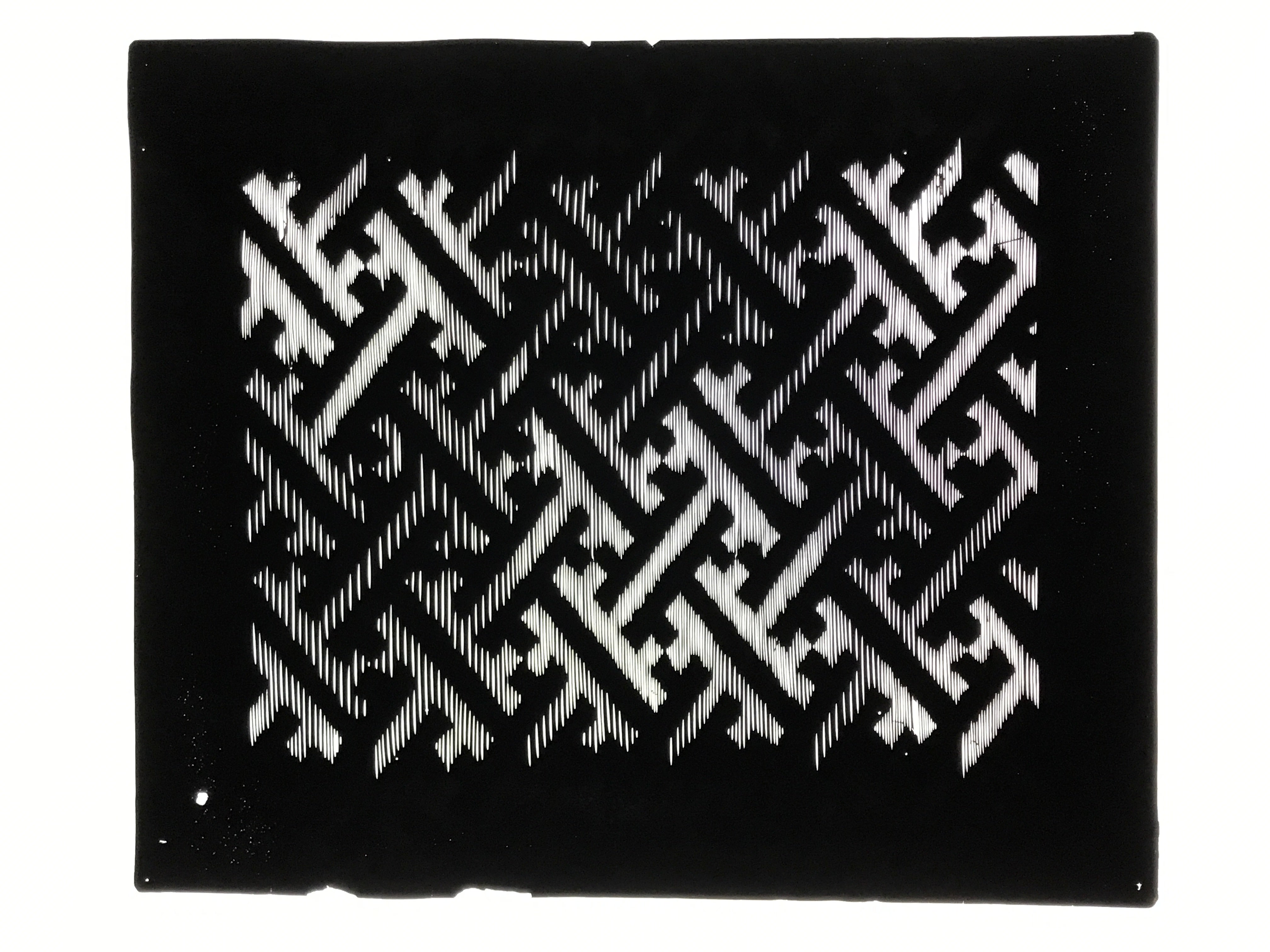 Antique Japanese Katagami Kimono Paper Stencil Buddhist Sayagata Pattern 4Y661